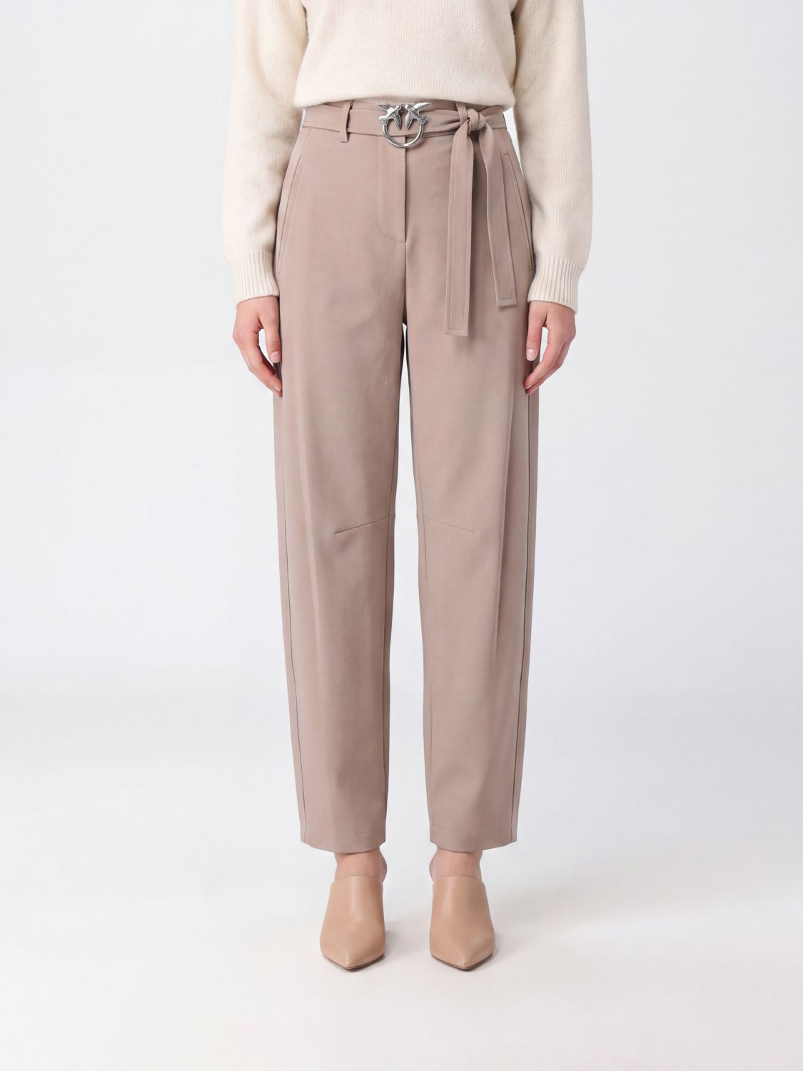 PINKO New Lexy High-Waisted Baggy Trousers with Logo Belt