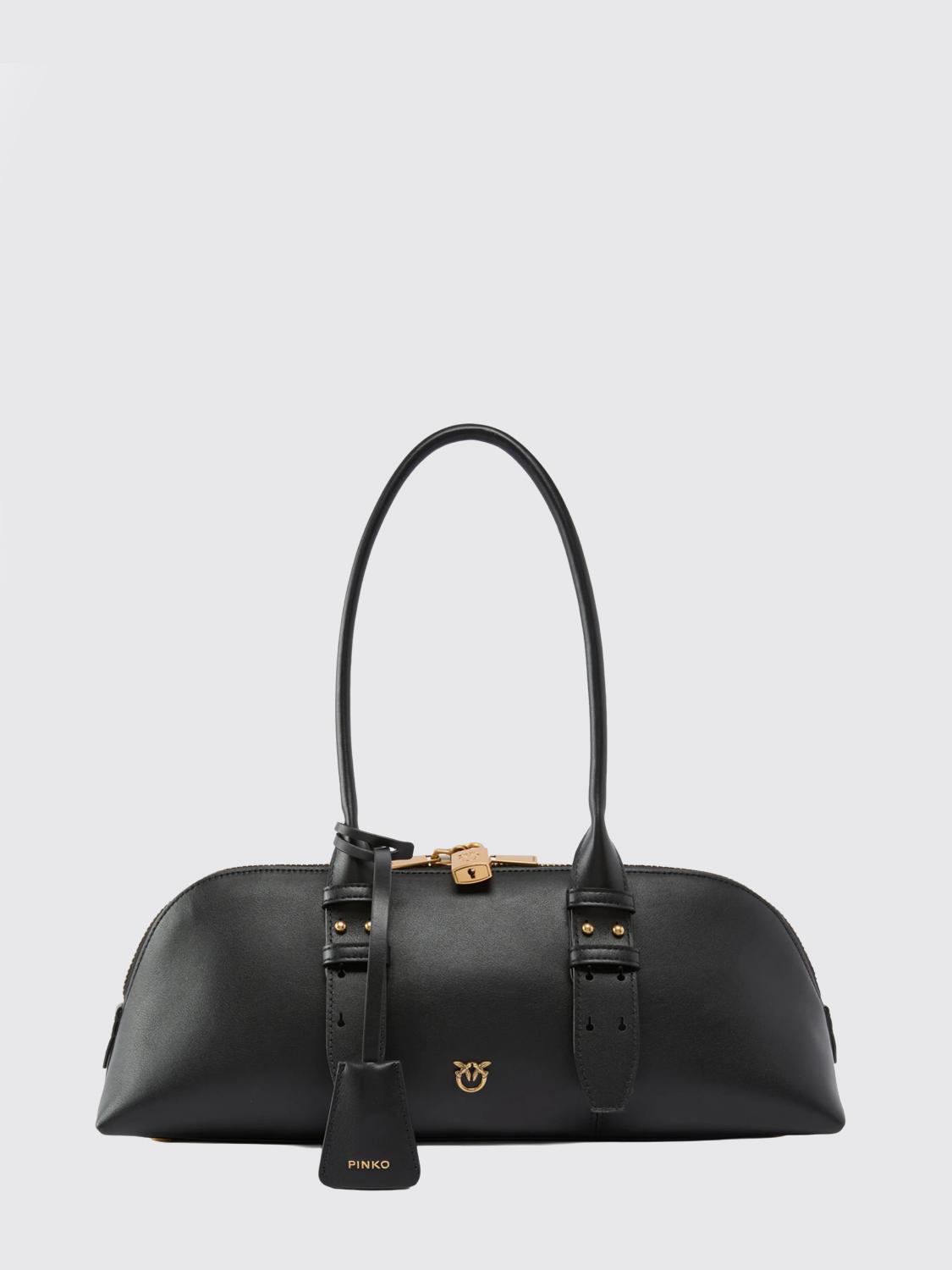 PINKO Escape Bag Horizontal Shoulder Bag in Smooth Leather with Logo PINKO Escape Bag Horizontal Shoulder Bag in Smooth Leather with Logo
