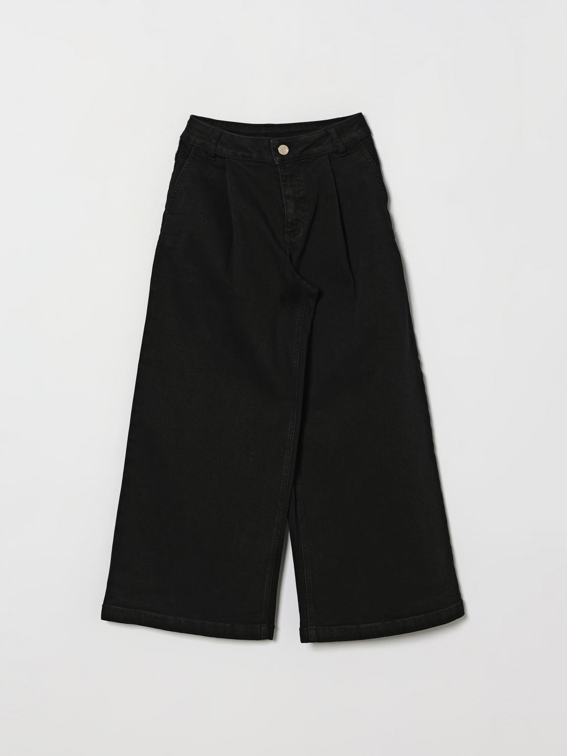 Twinset Wide-Leg Jeans für Mädchen aus Baumwolldenim mit kontrastierendem Logo hinten