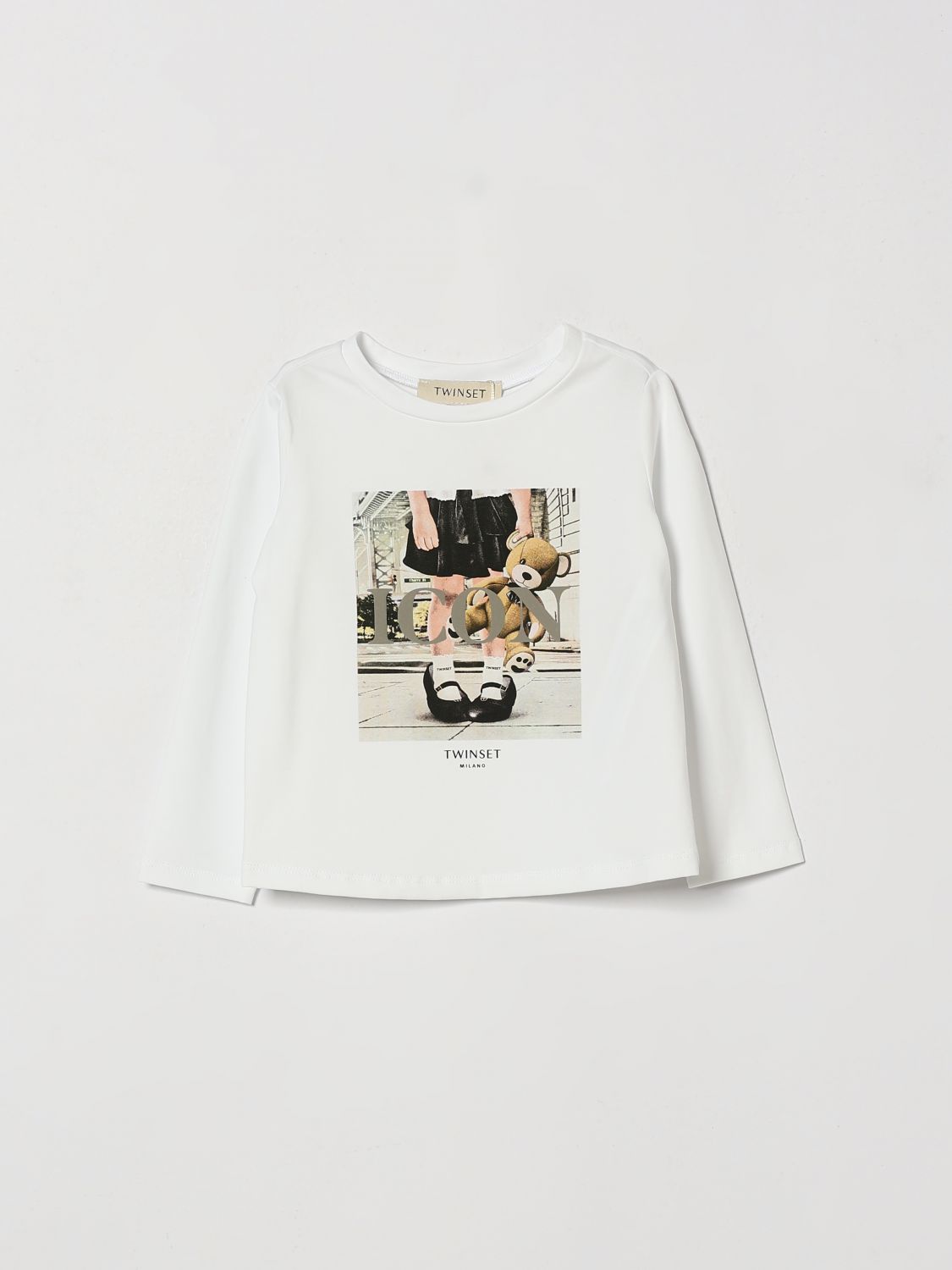 Twinset Langarm-T-Shirt für Jungen aus Baumwolle mit Teddybär-Print