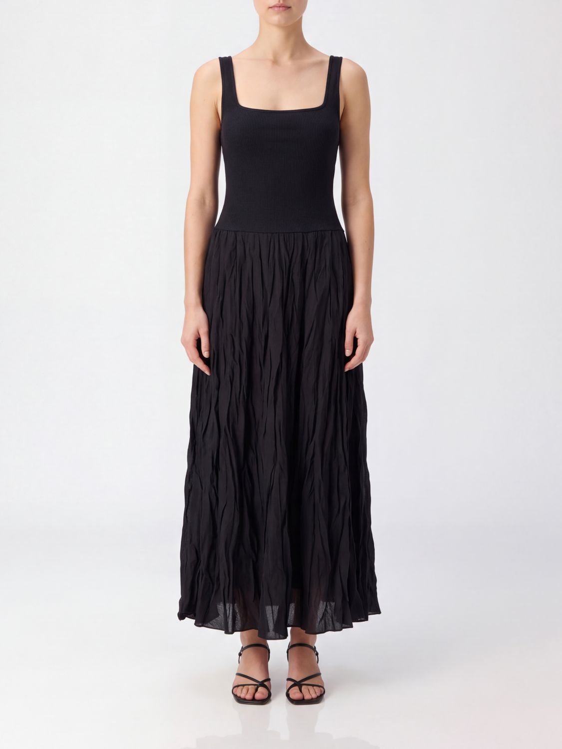 JOHANNA ORTIZ Strick-Midikleid aus Leinen-Baumwoll-Mix mit Knittereffekt