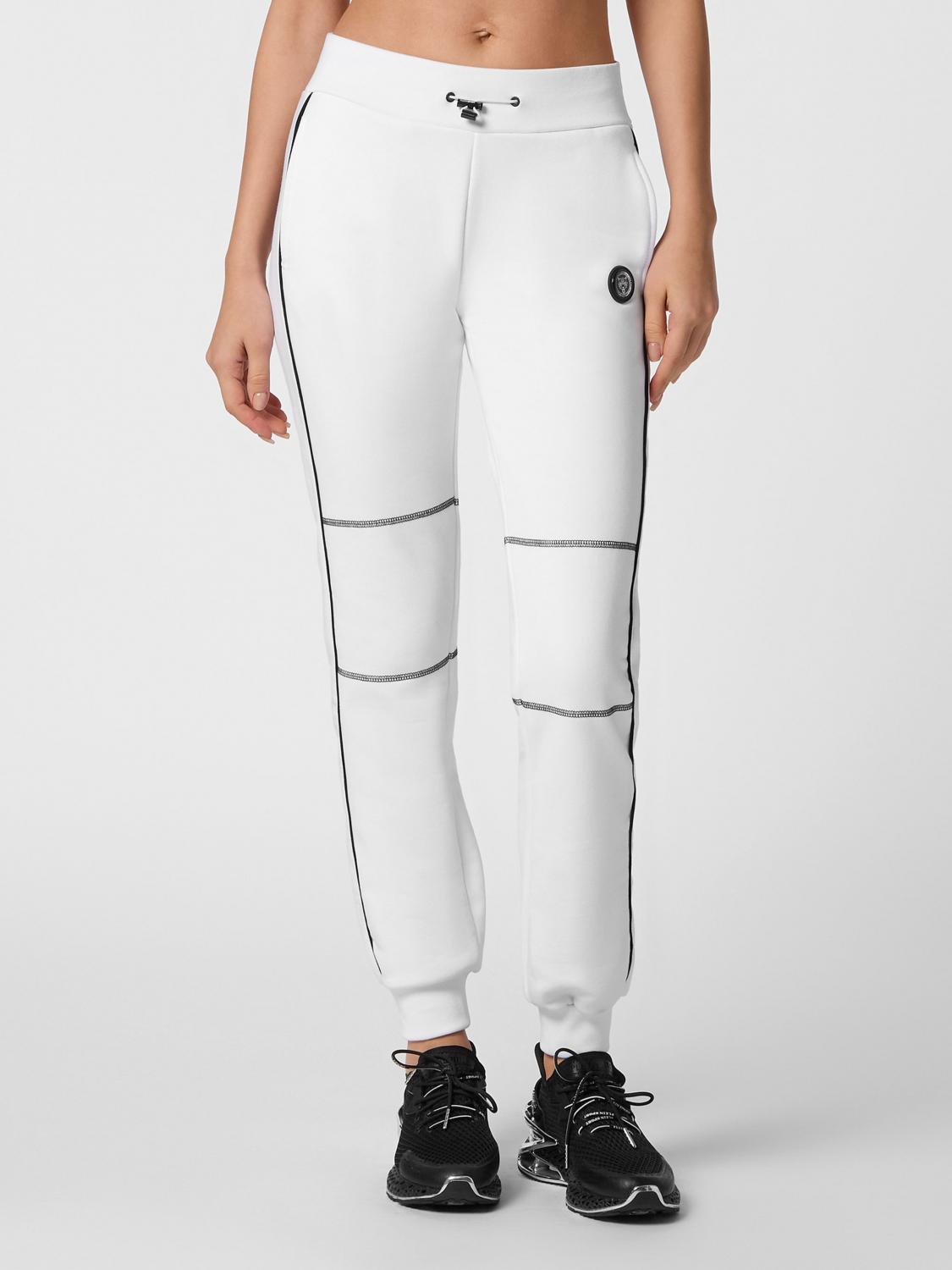 Plein Sport Pantaloni sportivi in jersey con coulisse e cuciture a contrasto