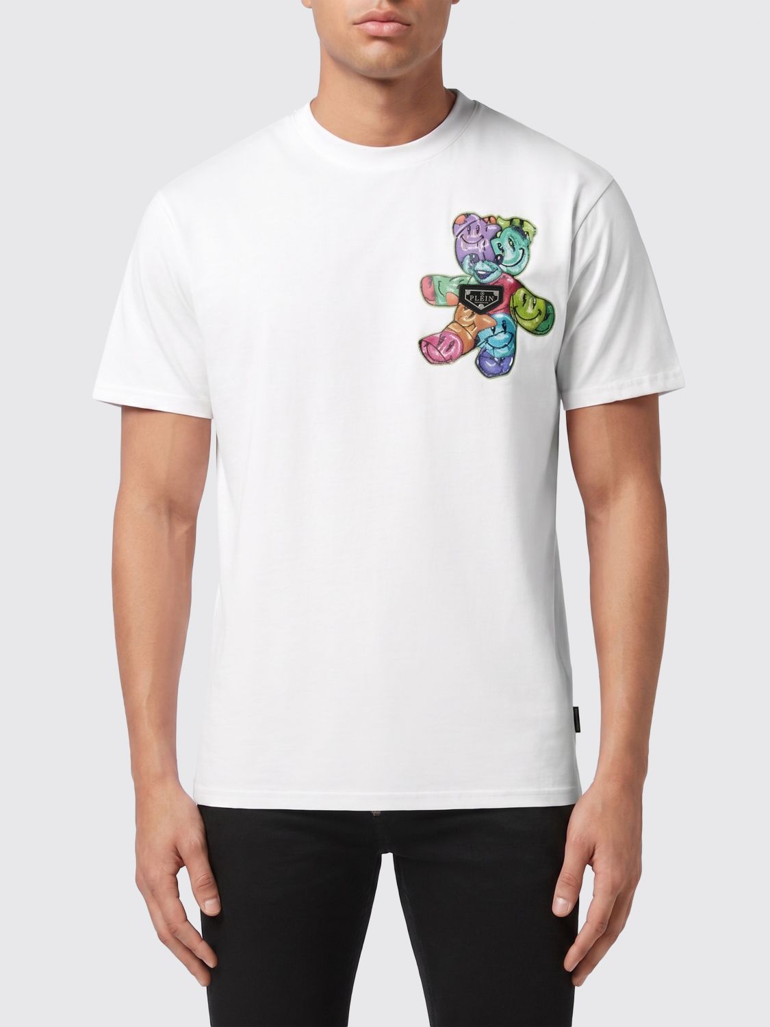 PHILIPP PLEIN T-shirt slim fit in cotone con stampa Teddy Bear e monogram