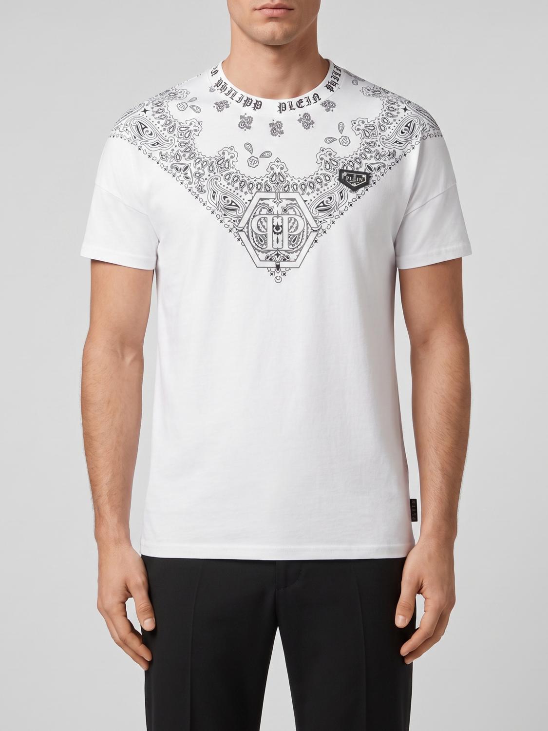 PHILIPP PLEIN T-shirt slim fit in cotone con stampa bandana