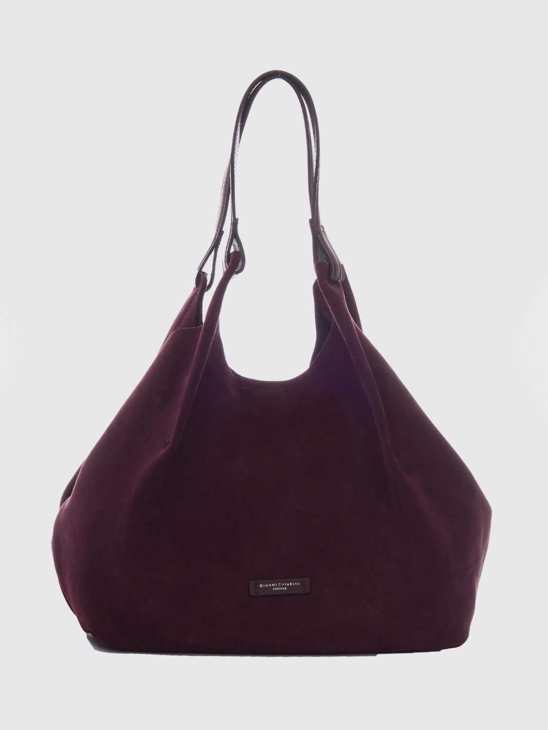 GIANNI CHIARINI Suede Calfskin Leather Shoulder Bag with Double Handle