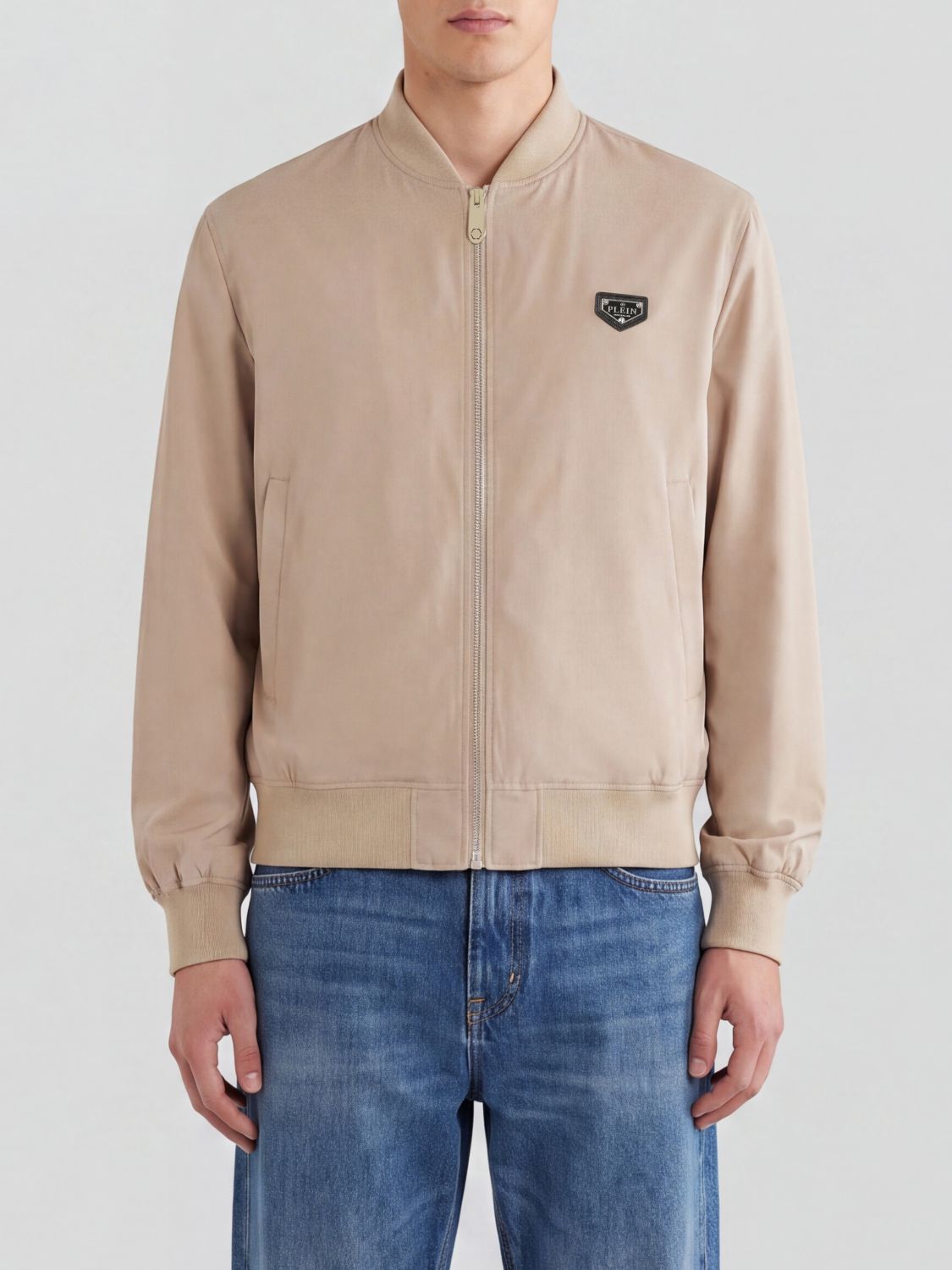 PHILIPP PLEIN Leichte Nylon-Bomberjacke mit ikonischem Kragen und Logo