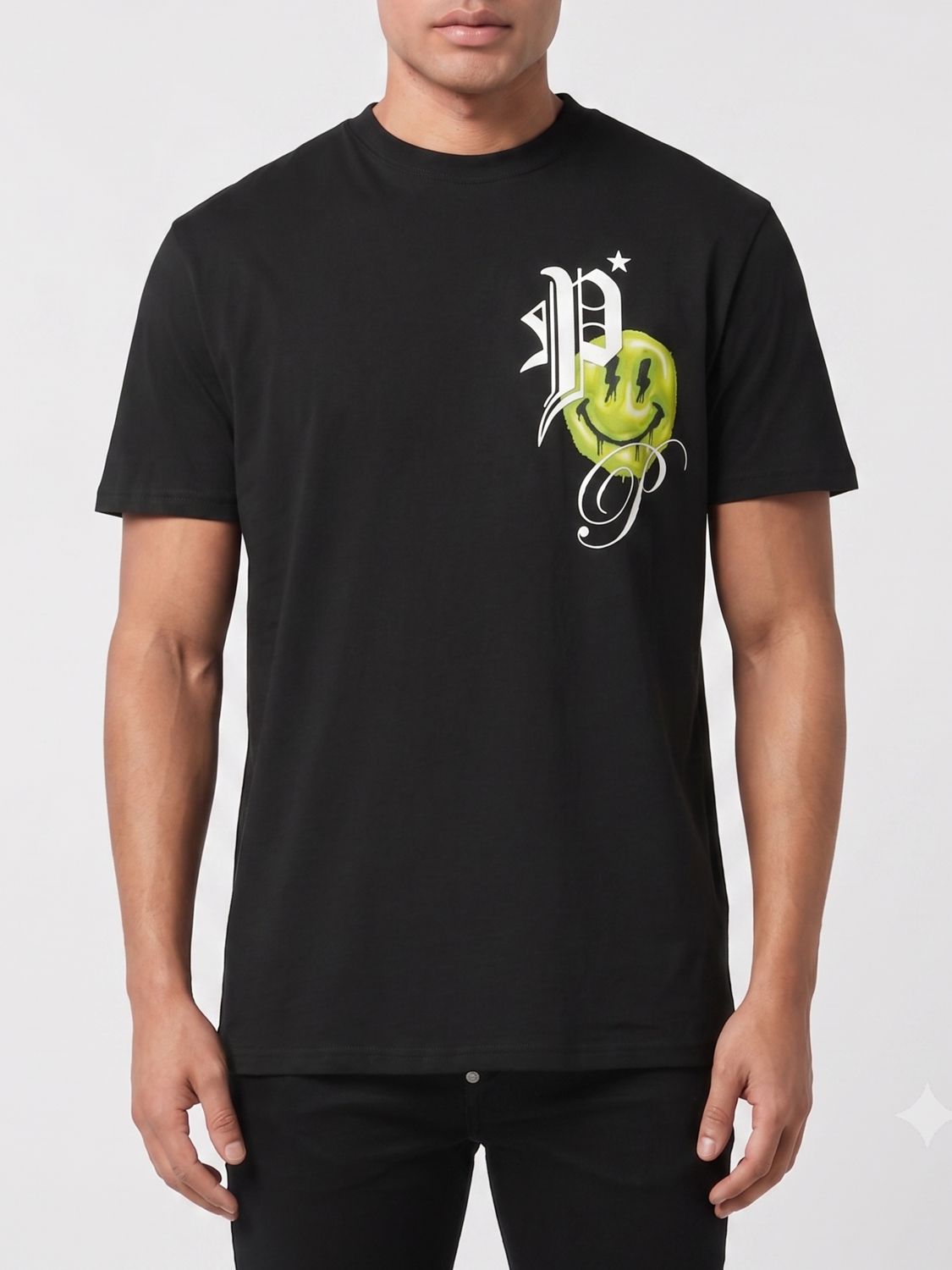 PHILIPP PLEIN Cotton T-Shirt with Graphic Print and Contrasting Logo