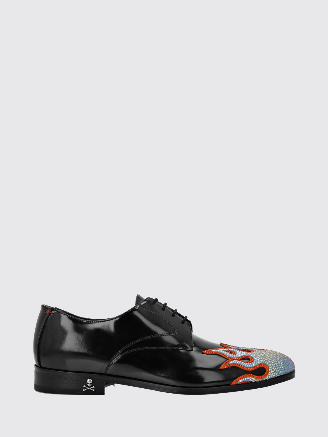PHILIPP PLEIN Brushed Leather Oxford Shoes with Rhinestone Application