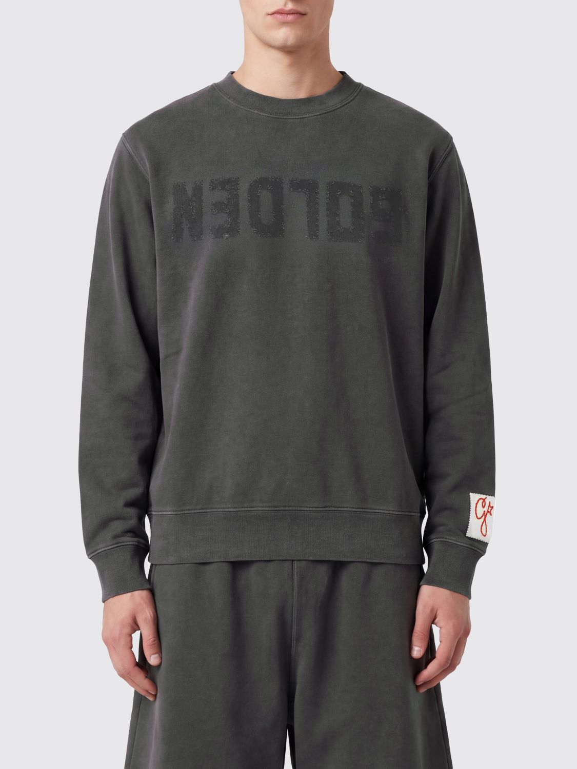 GOLDEN GOOSE Baumwoll-Sweatshirt mit Rundhals und Kontrast-Logo