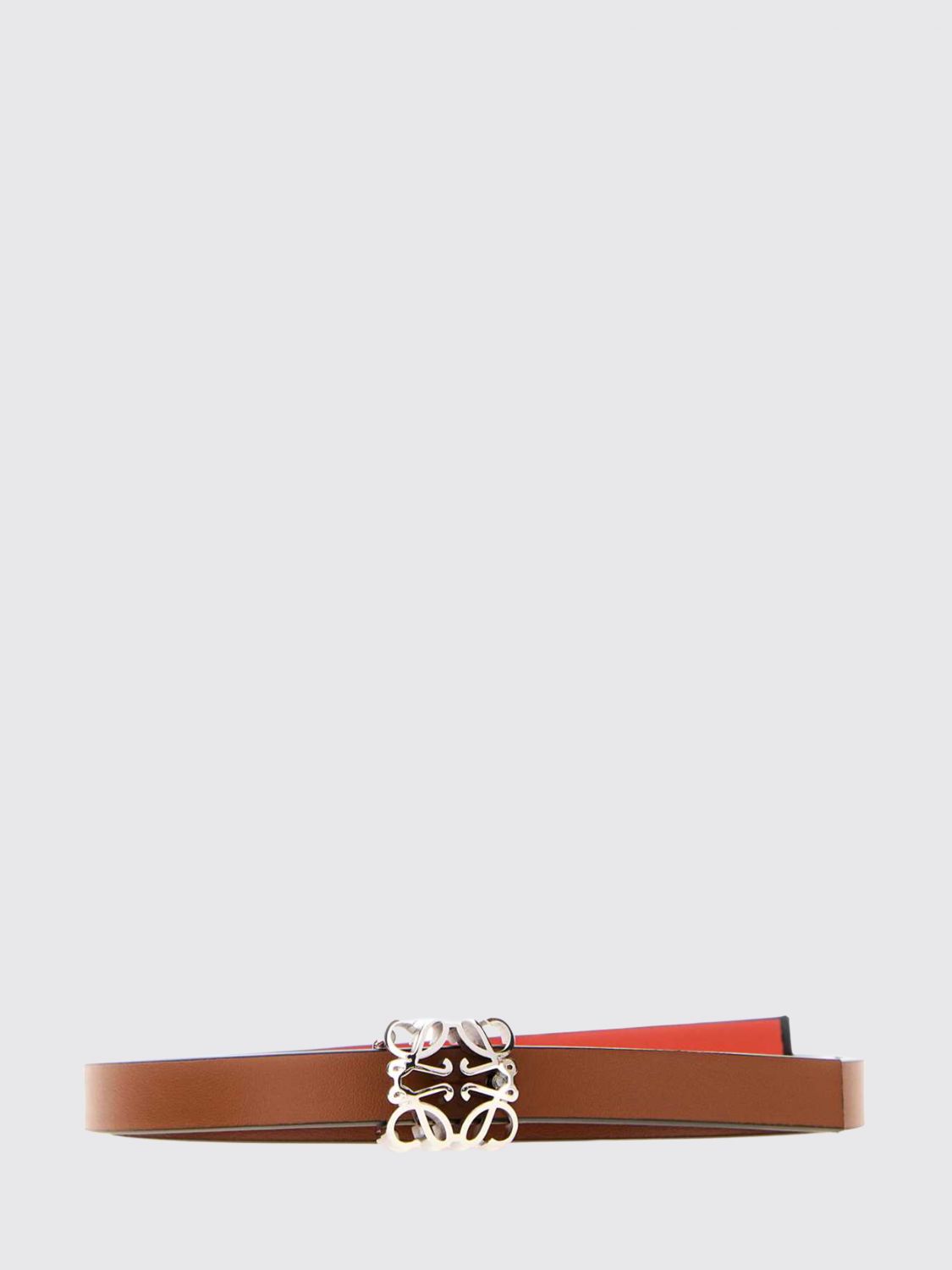 LOEWE Anagram Thin Calfskin Leather Belt with Gold Monogram Buckle