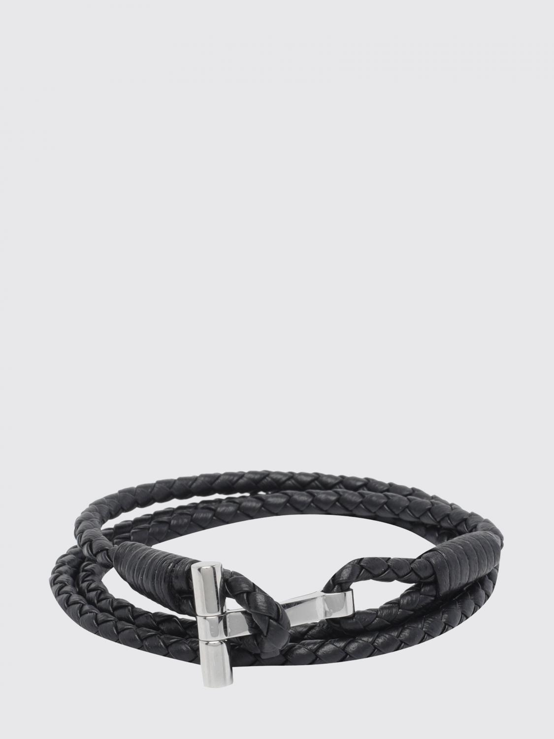 TOM FORD Mehrreihiges geflochtenes Lederarmband mit T-Hakenverschluss