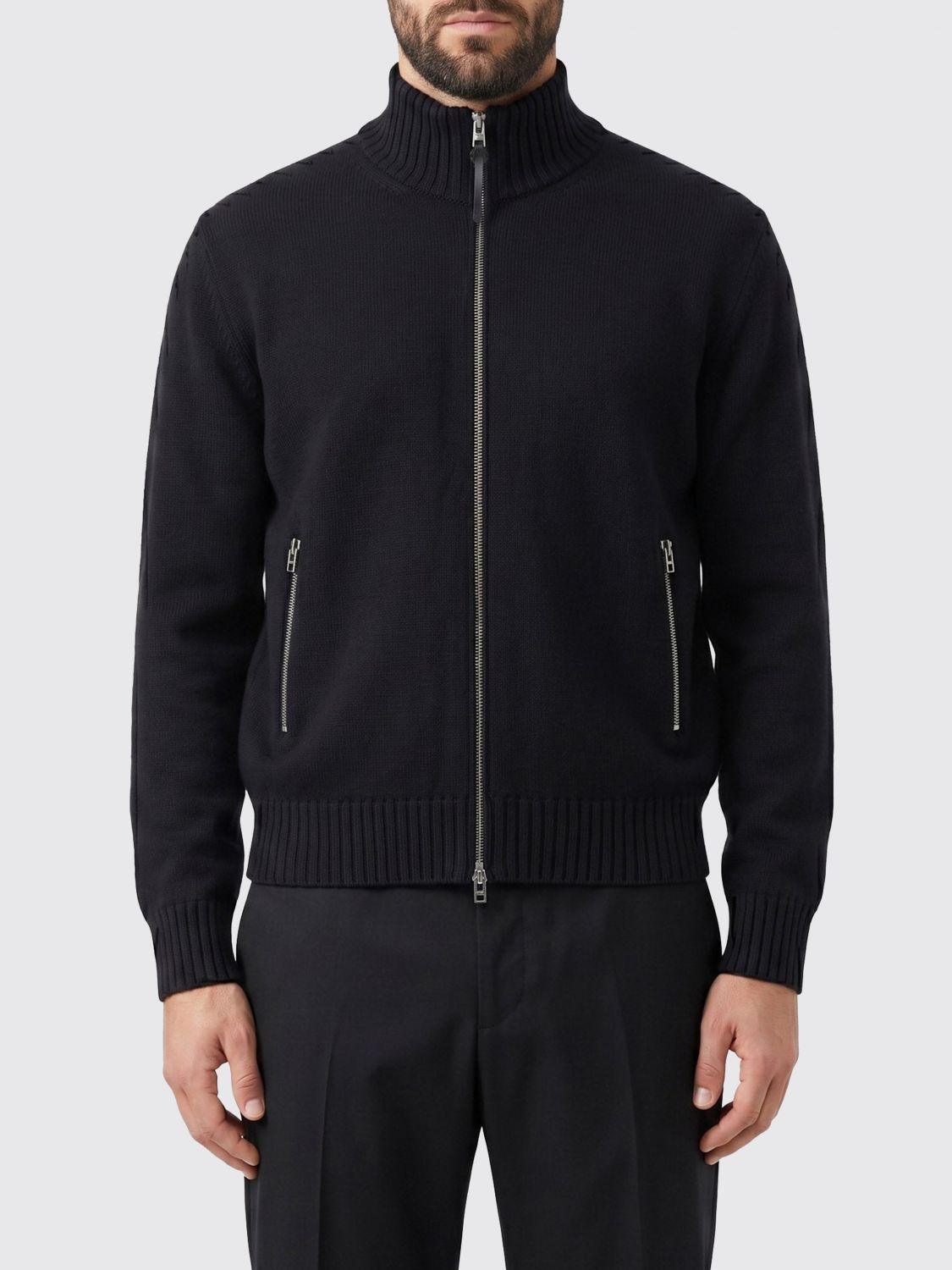 Tom Ford High-Neck Full-Zip Jumper in 100% Virgin Wool with Pockets