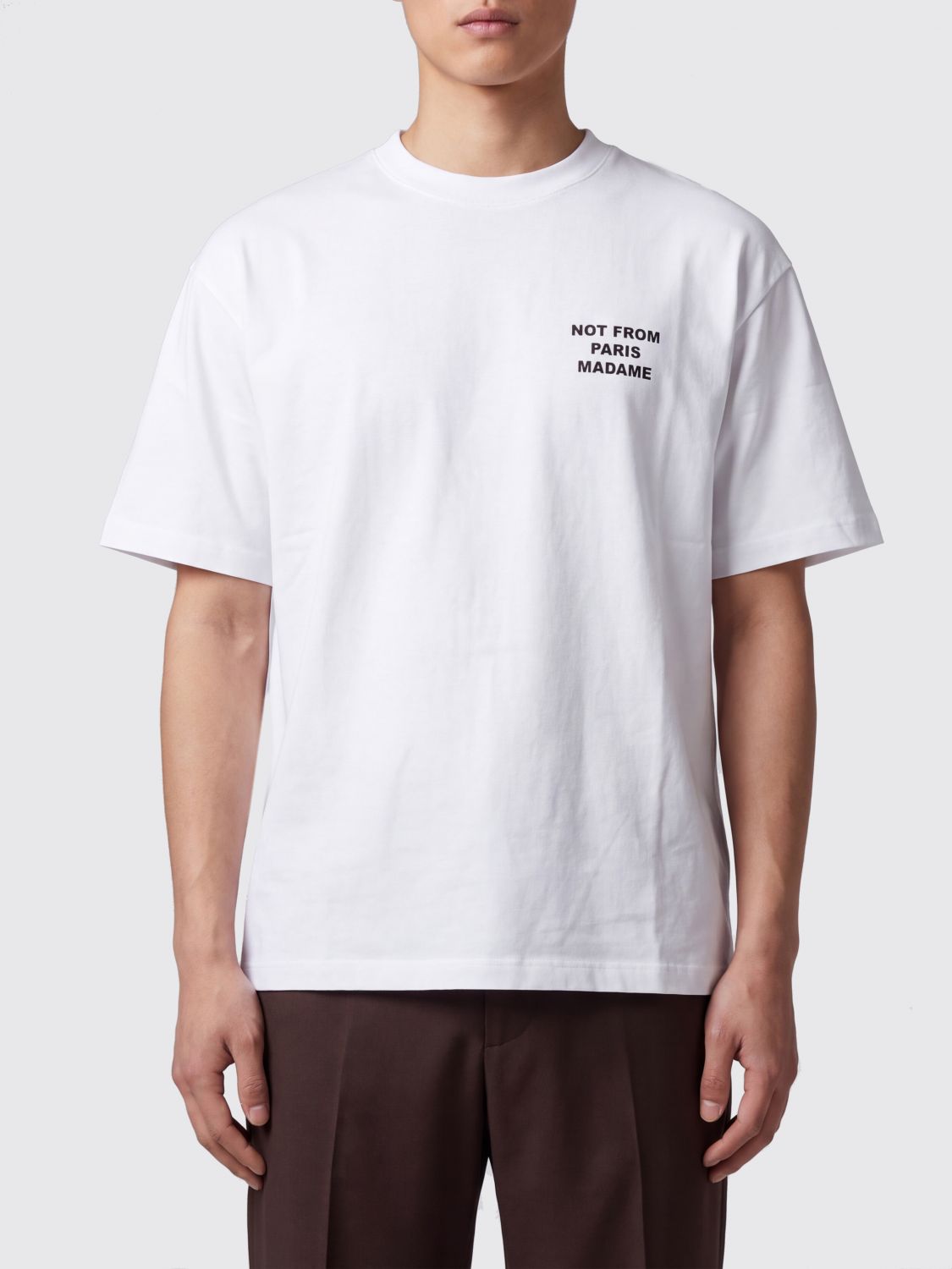 Drôle de Monsieur Baumwoll-T-Shirt mit Logo-Print und überschnittenen Schultern