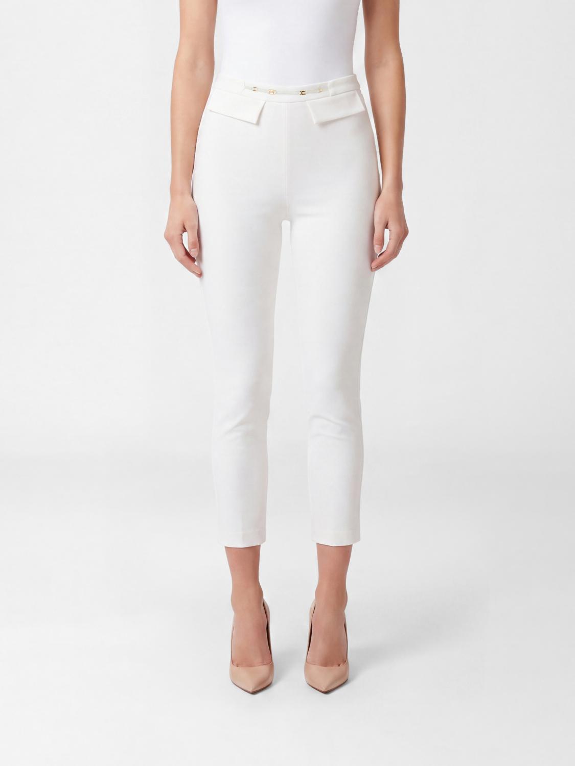 ELISABETTA FRANCHI Hoch taillierte Skinny-Hose aus Crêpe mit Pattentaschen