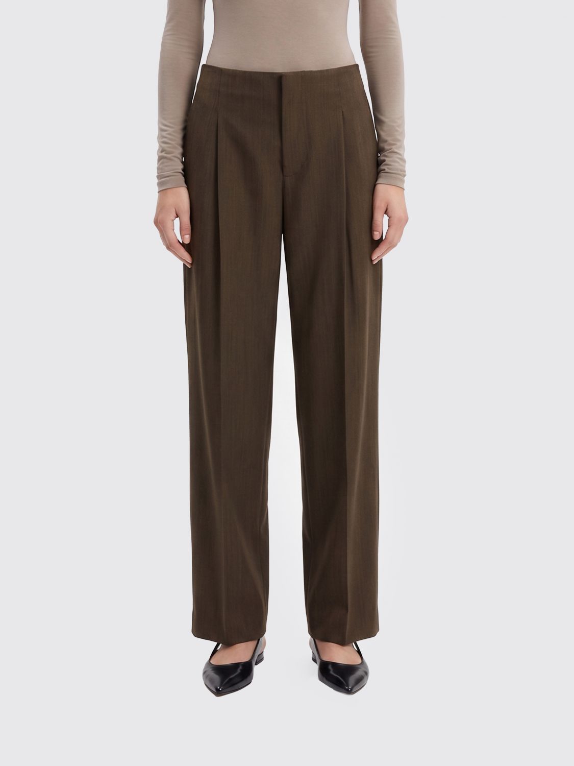 ALBERTA FERRETTI Hose mit weitem Bein aus Wollmischung mit Bundfalten und mittelhohem Bund