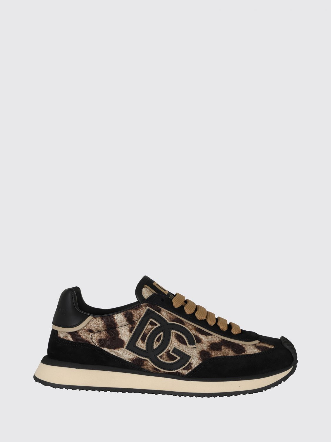 DOLCE & GABBANA DG Cushion Sneakers aus Leder und Baumwolle mit Animal-Print