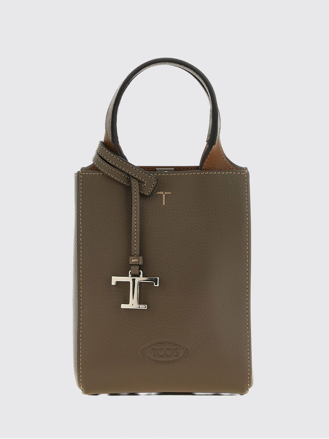 TOD'S Mini Hammered Leather Bucket Bag with Double Handle and Strap
