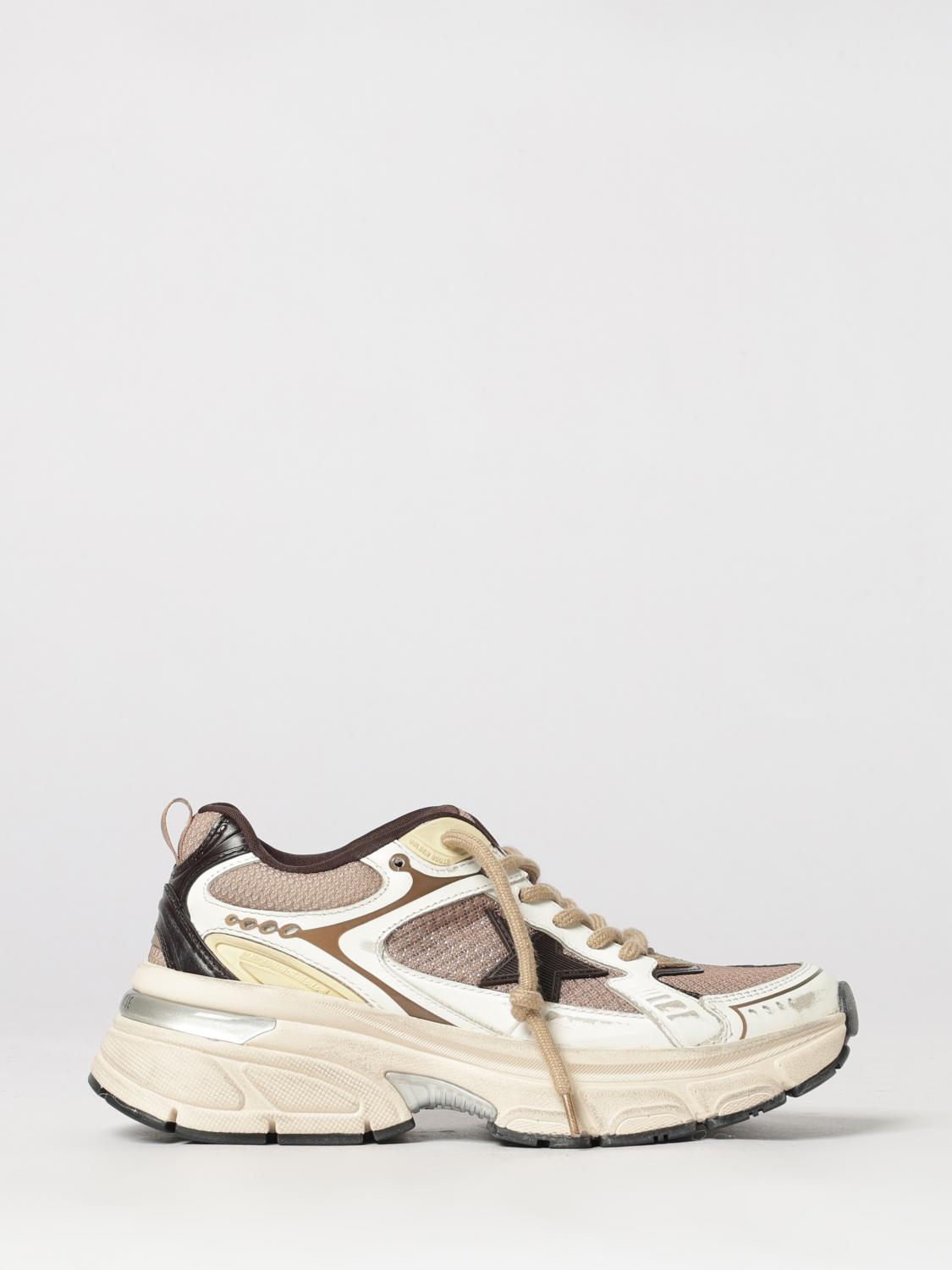 GOLDEN GOOSE Lightstar Low-Top-Sneaker aus Leder und Mesh mit gezackter Sohle