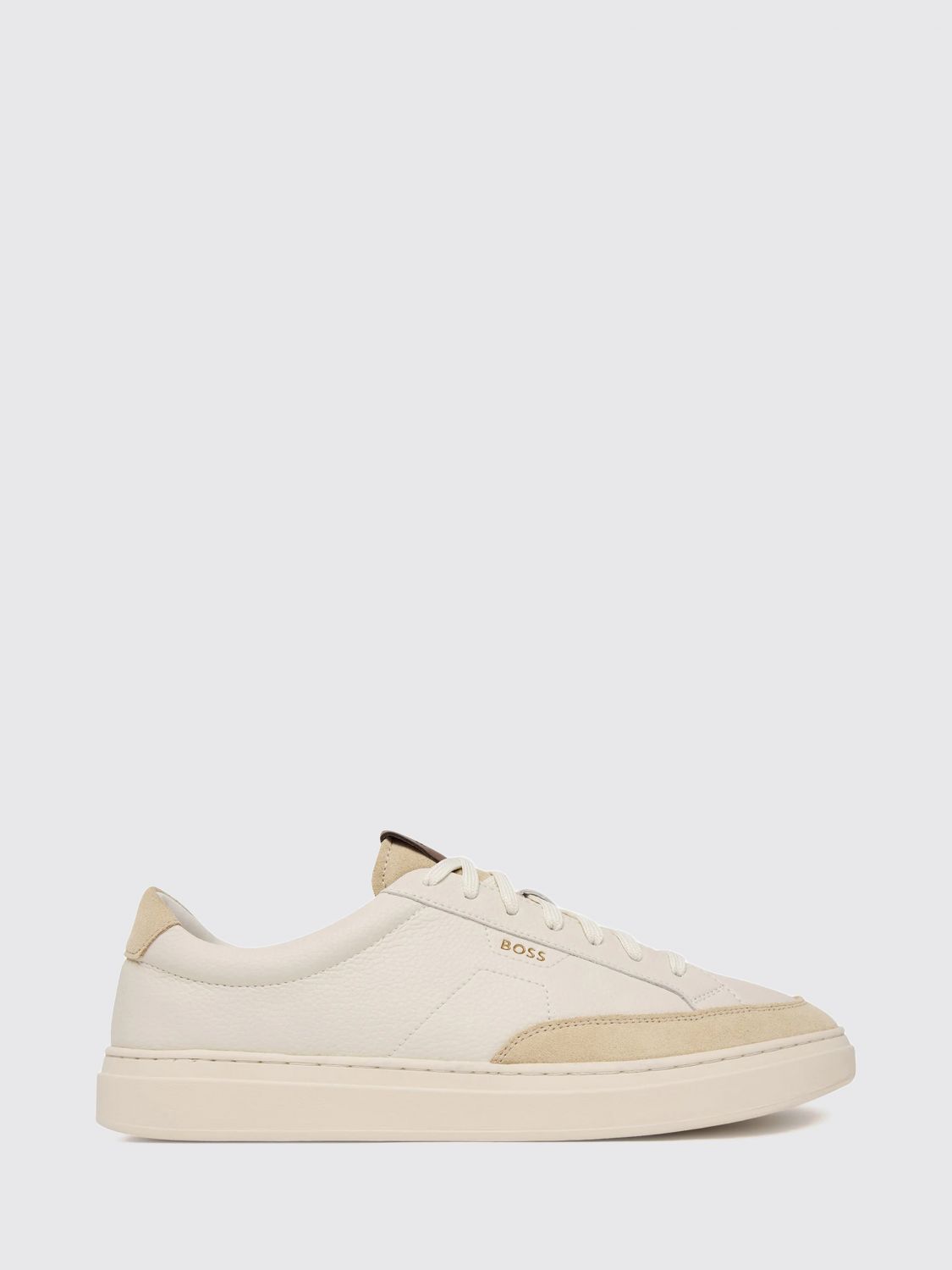 Boss Kieran Low-Top Trainers in Grained Leather with Printed Logo