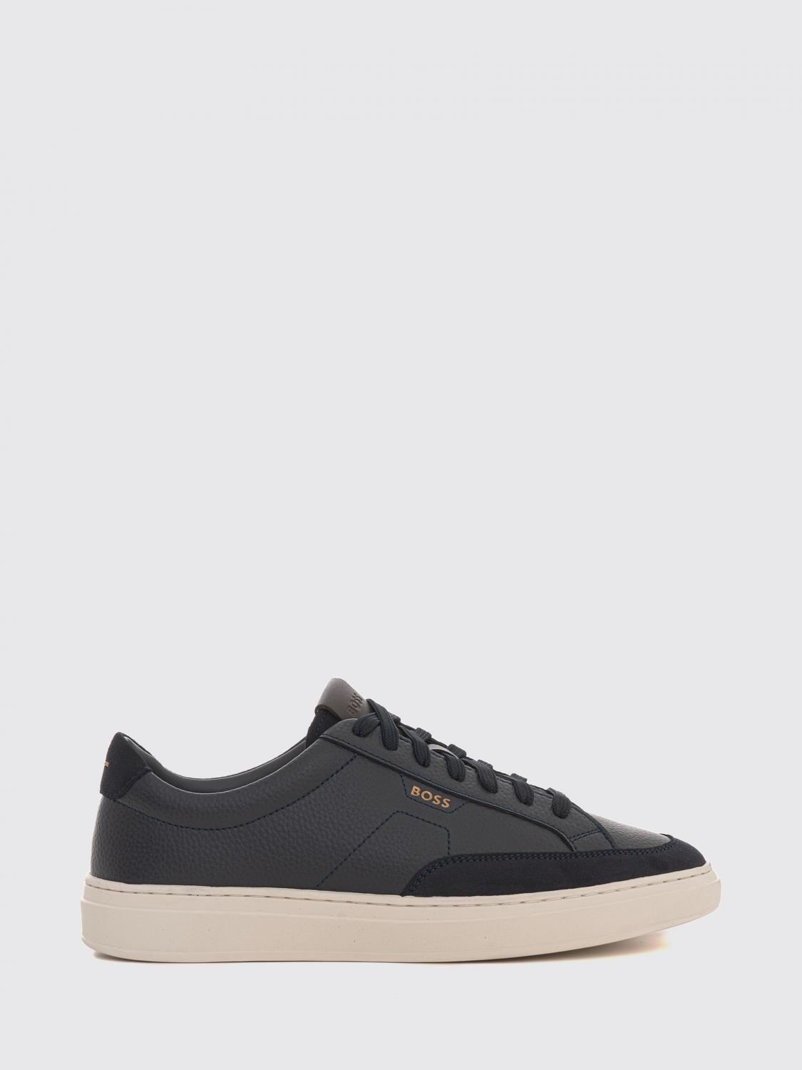 BOSS Sneakers basse Kieran in pelle martellata con logo stampato