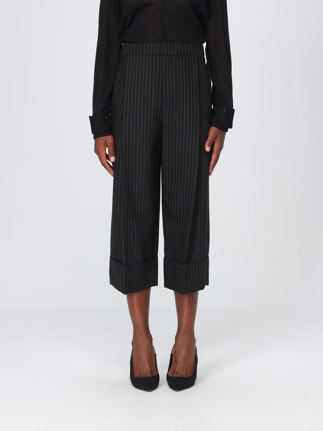 ELISABETTA FRANCHI Gestreifte Cropped-Hose mit hohem Bund aus Wollmischung