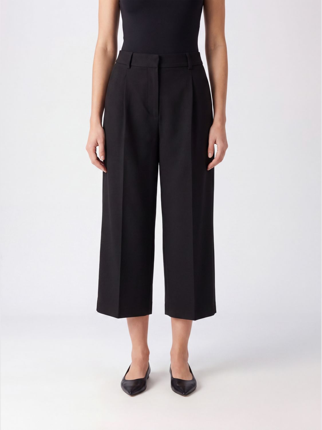 Elisabetta Franchi High-Waisted Cropped Wide-Leg Gabardine Trousers