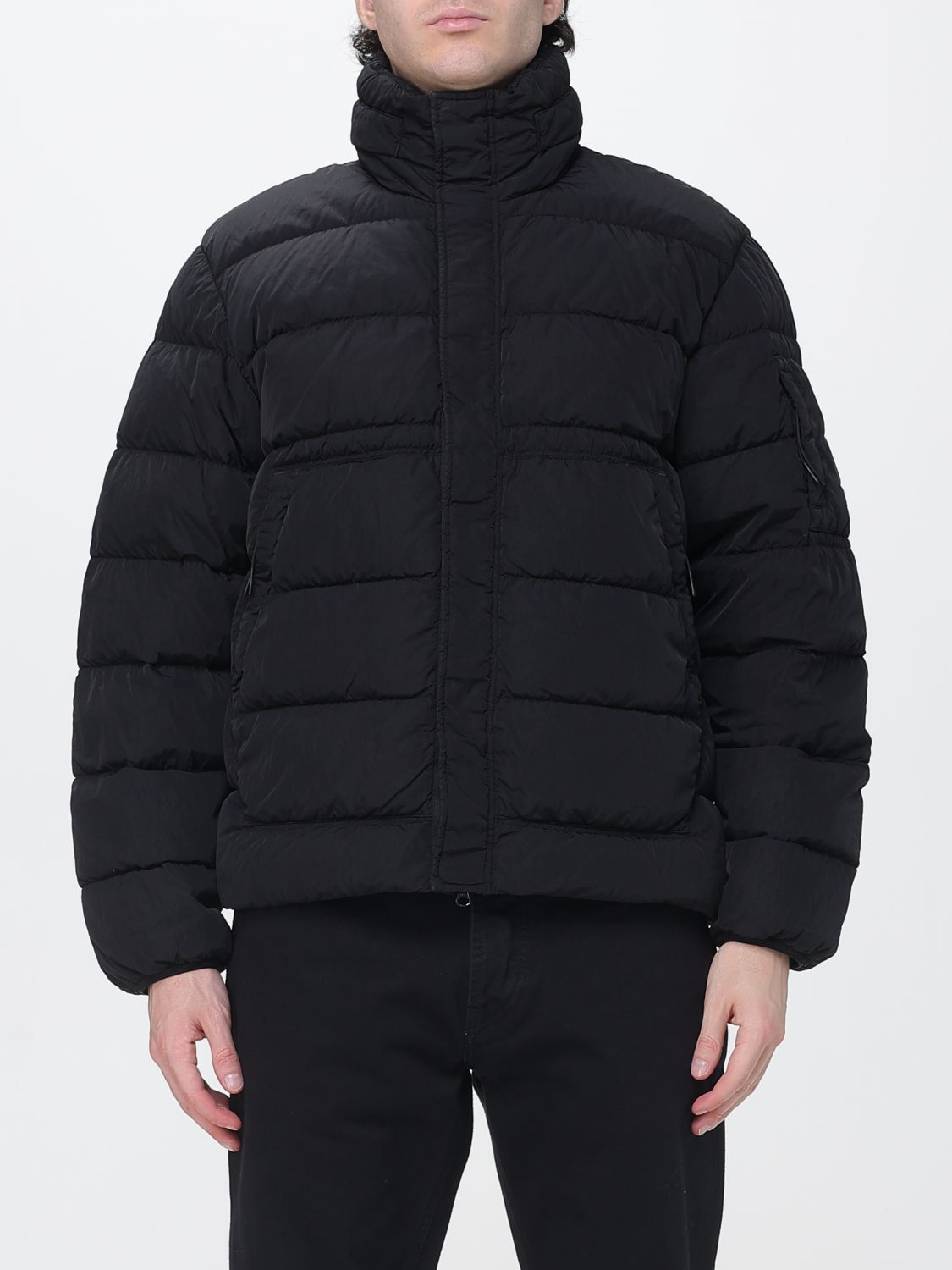 C. P. COMPANY Quilted Nylon Short Puffer Jacket with High Neck and Logo