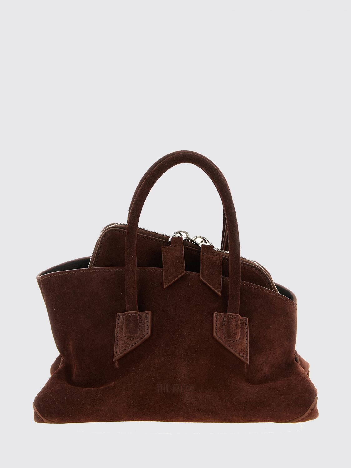 THE ATTICO La Passeggiata Handtasche aus Veloursleder mit doppeltem Henkel