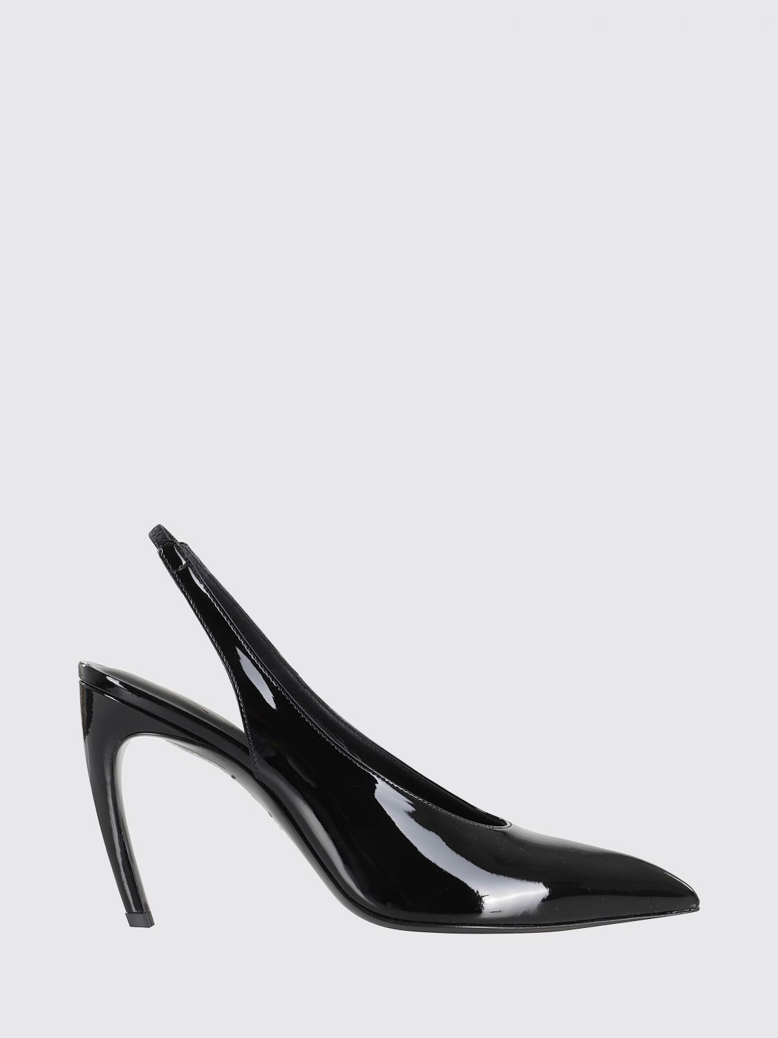 THE ATTICO Viper Patent Leather Slingback Pumps with a Curved High Heel