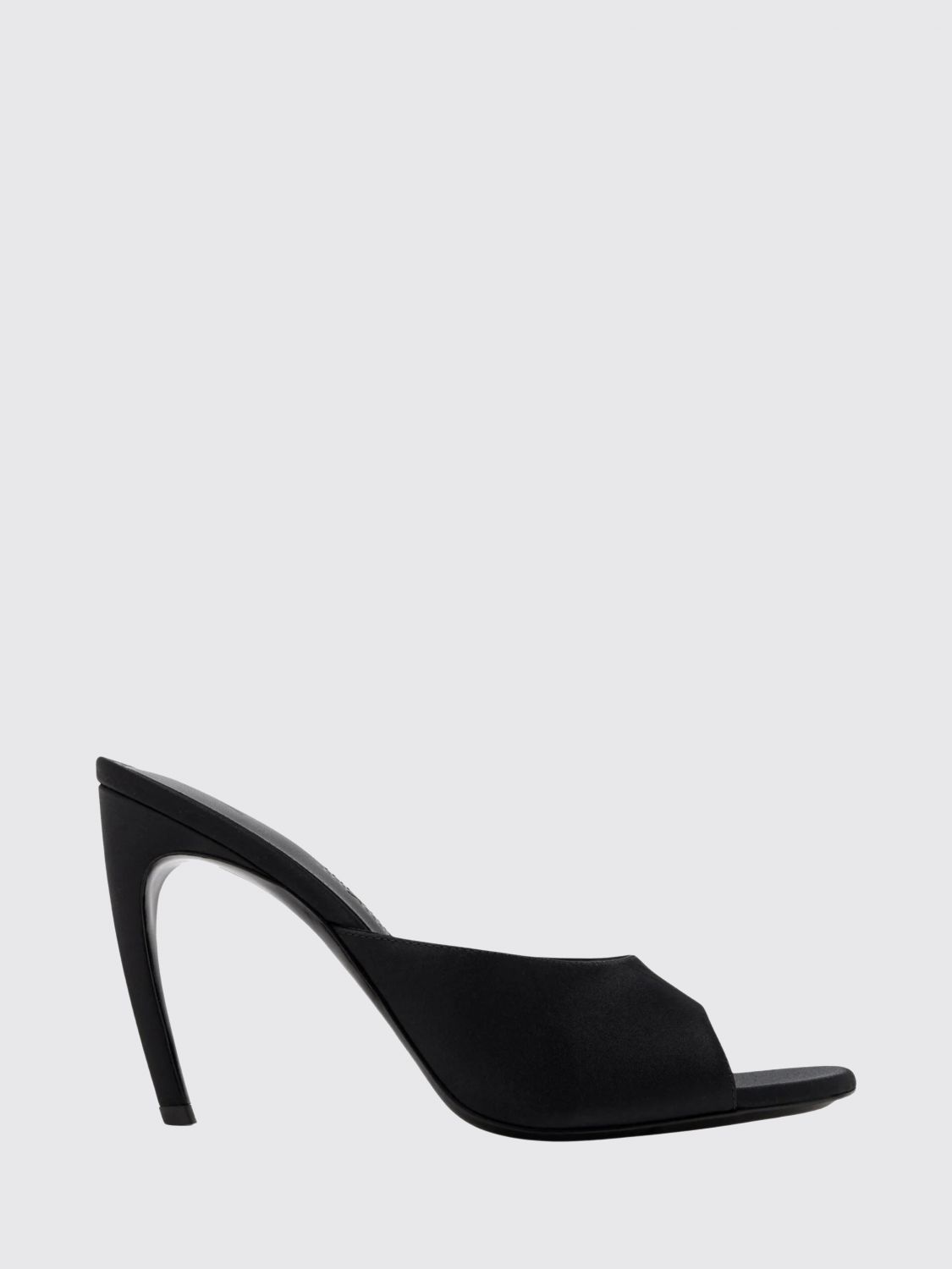 THE ATTICO Betta Satin Mules Sandals with a Curved High Heel and Open Toe