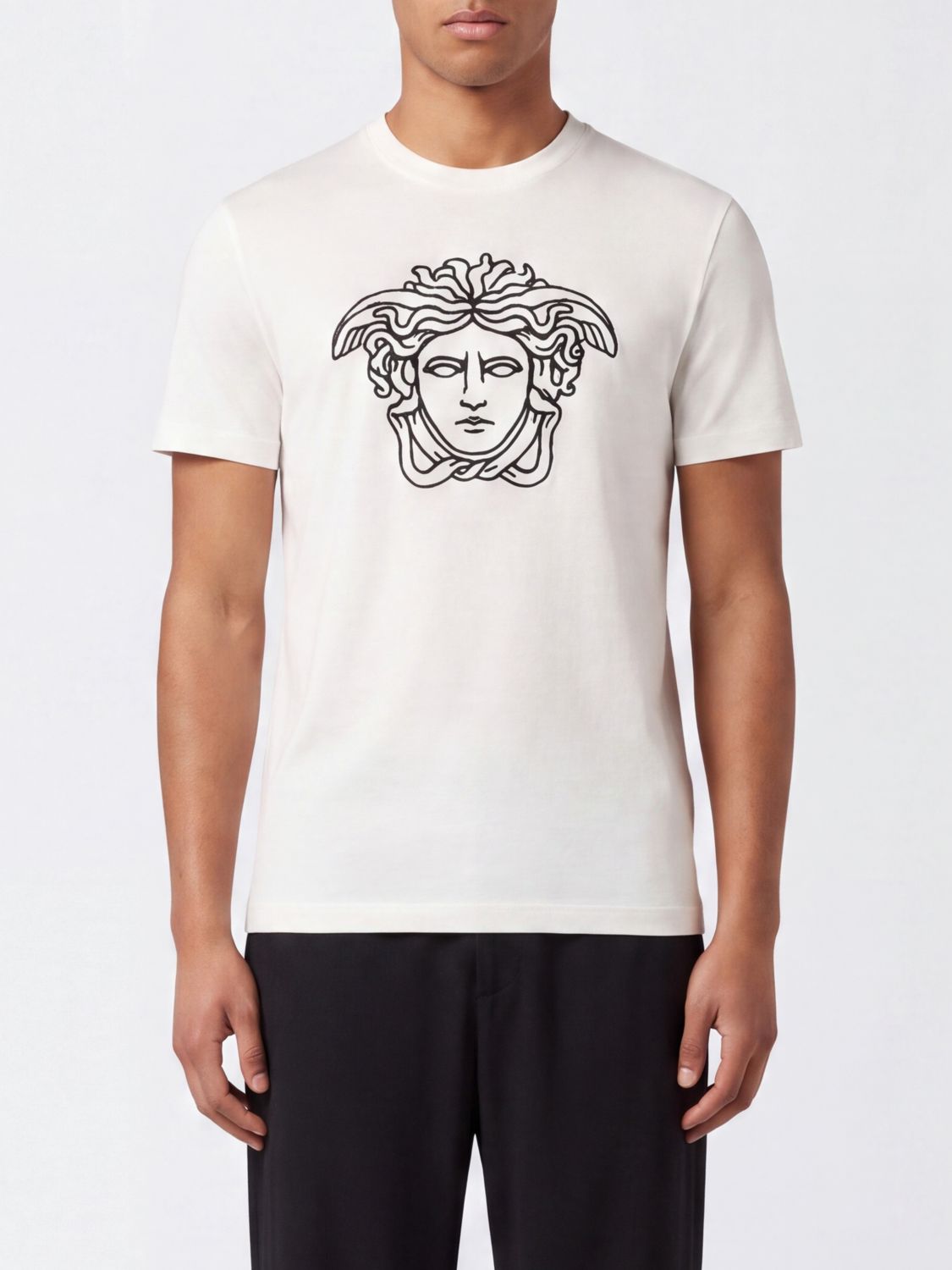 VERSACE Slim Fit T-Shirt aus Baumwolle mit Medusa-Grafikprint
