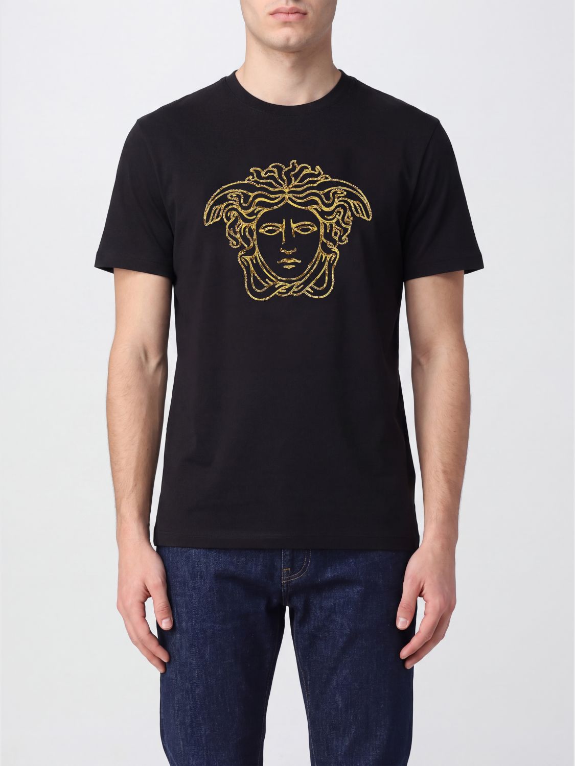 VERSACE Slim Fit T-Shirt aus Baumwolle mit Medusa-Grafikprint