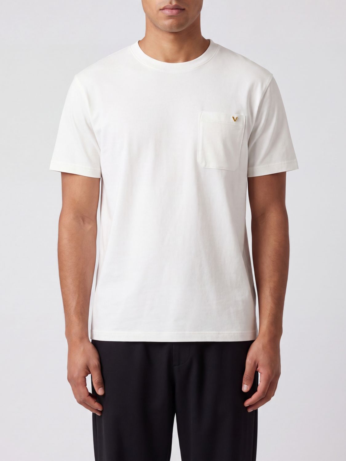 Valentino Garavani Cotton T-Shirt with Pocket and VLogo Signature