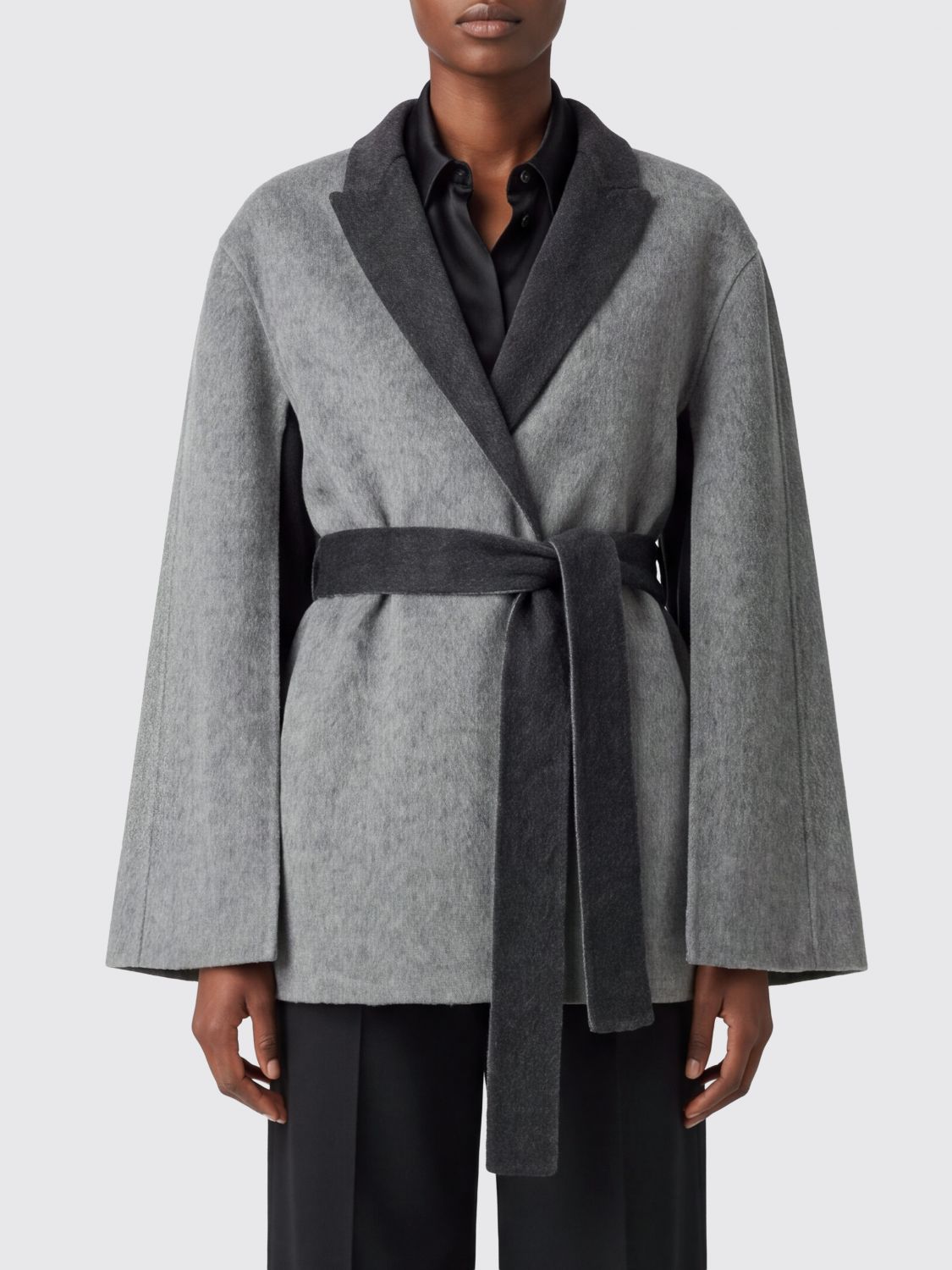 ALBERTA FERRETTI Short Wool Belted Robe Coat