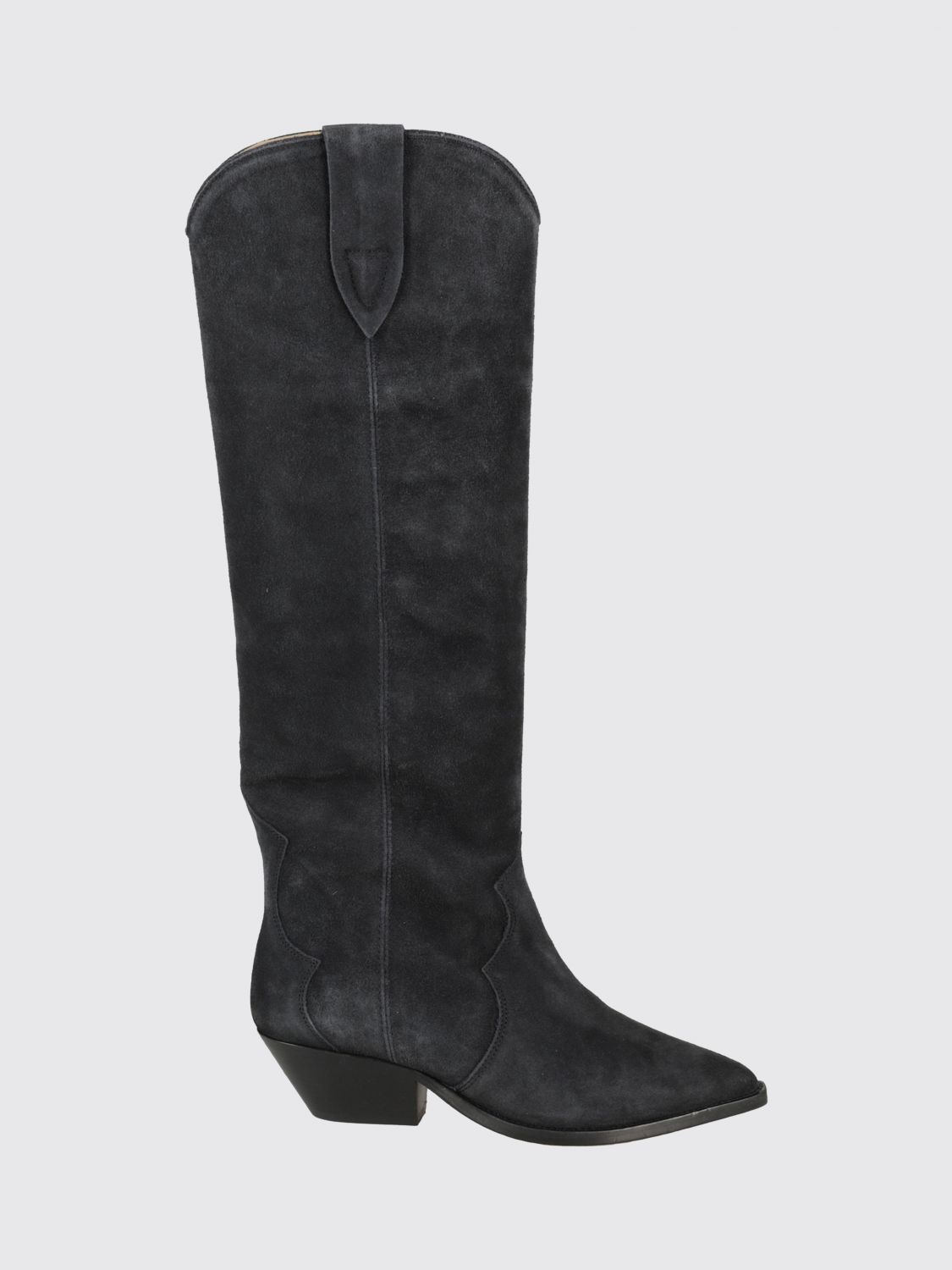ISABEL MARANT Knee-High Suede Western Boots with a Low Heel