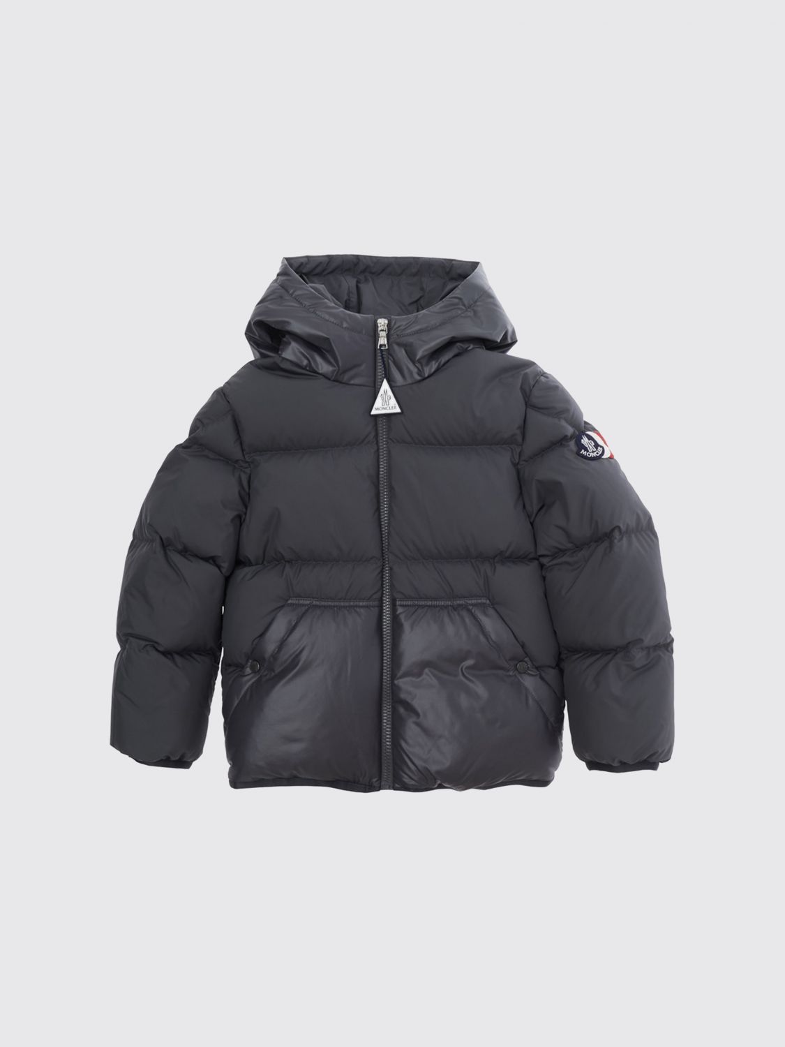 MONCLER Wasserabweisende Daunenjacke aus Polyester mit Kängurutasche für Jungen