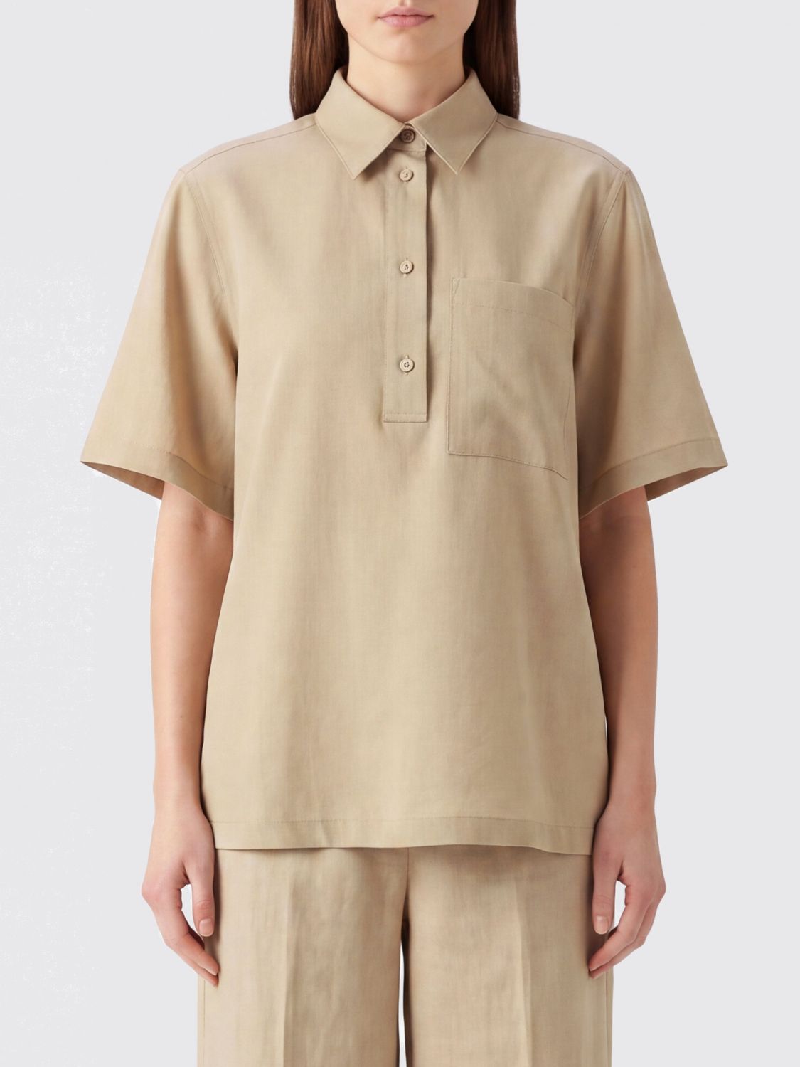 TOTEME Polo relaxed fit in misto lana e viscosa con spalle cadute