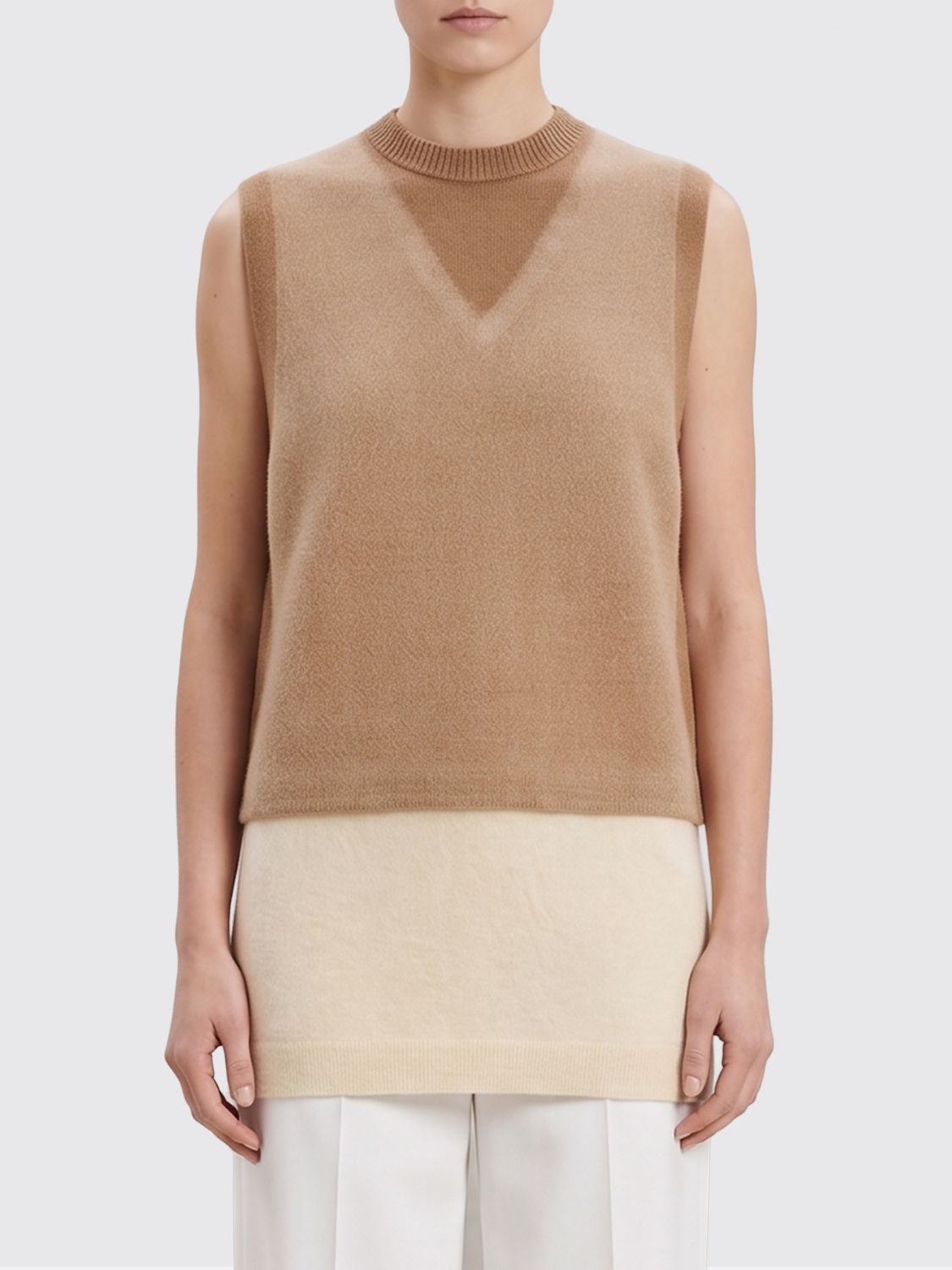 MAISON MARGIELA Sleeveless Crewneck Knit Vest in Pure Virgin Wool
