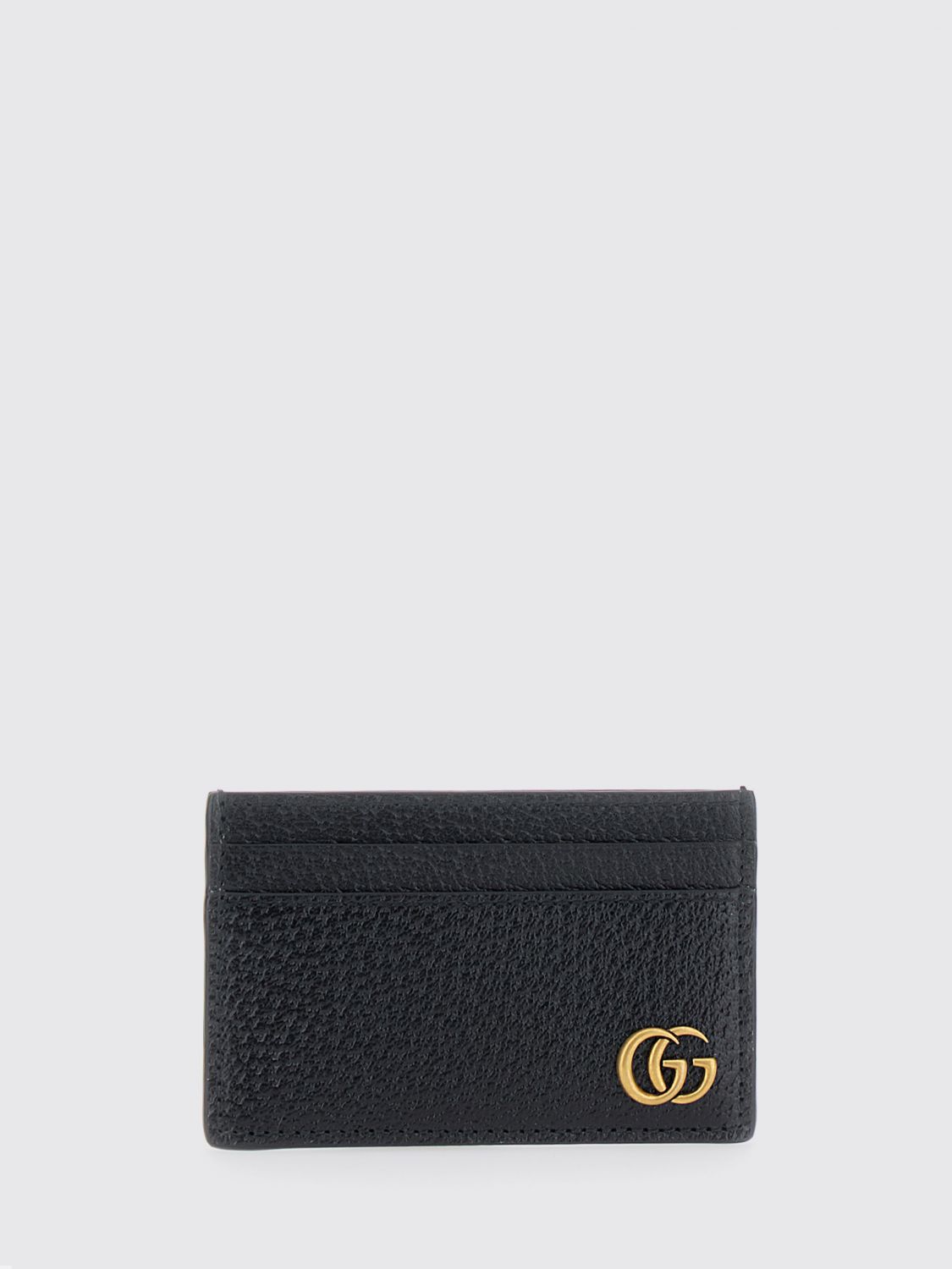 GUCCI GG Marmont Grained Calfskin Leather Card Holder with Monogram