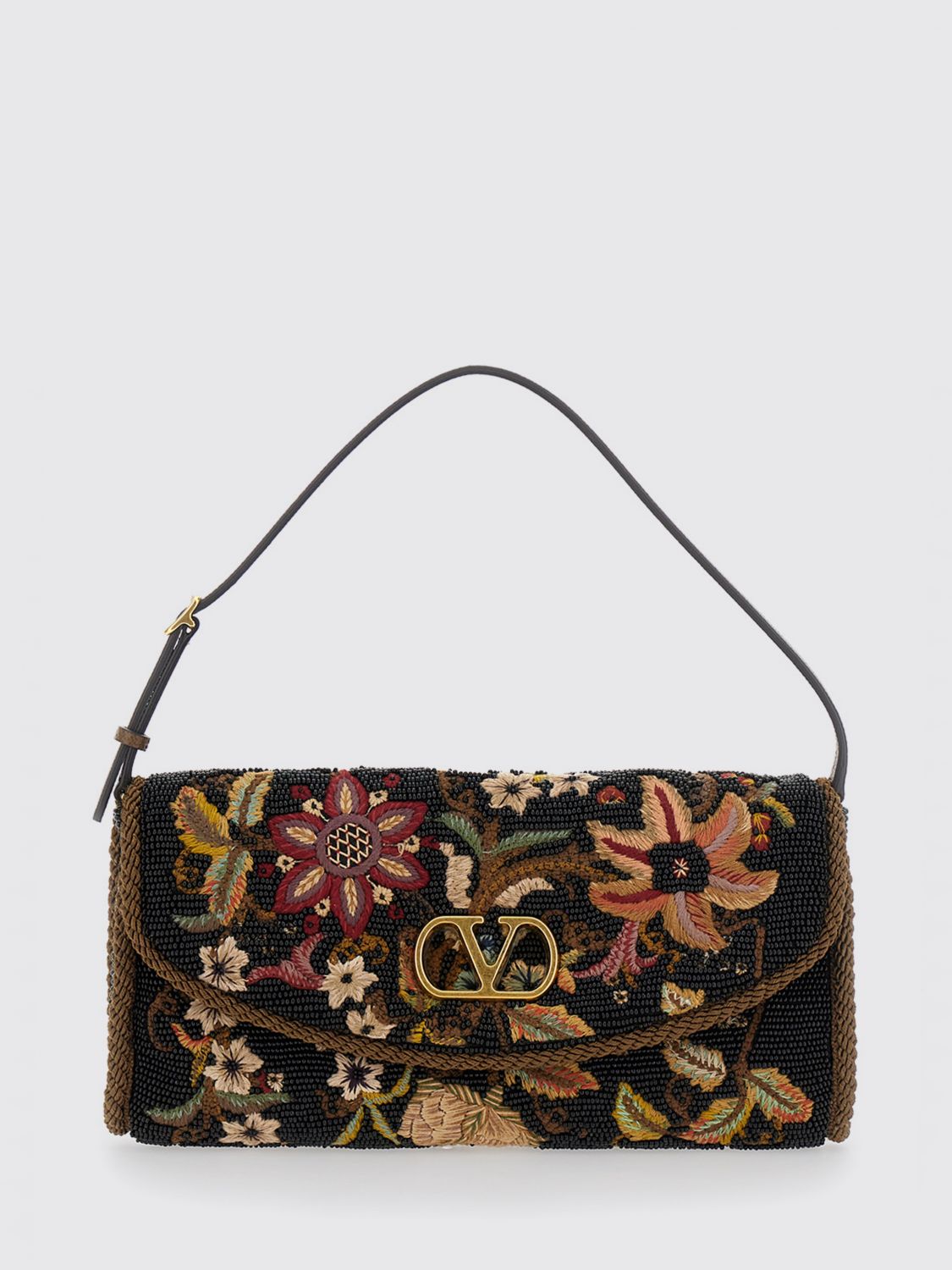 VALENTINO GARAVANI Vain Floral Embroidered Beaded Shoulder Bag