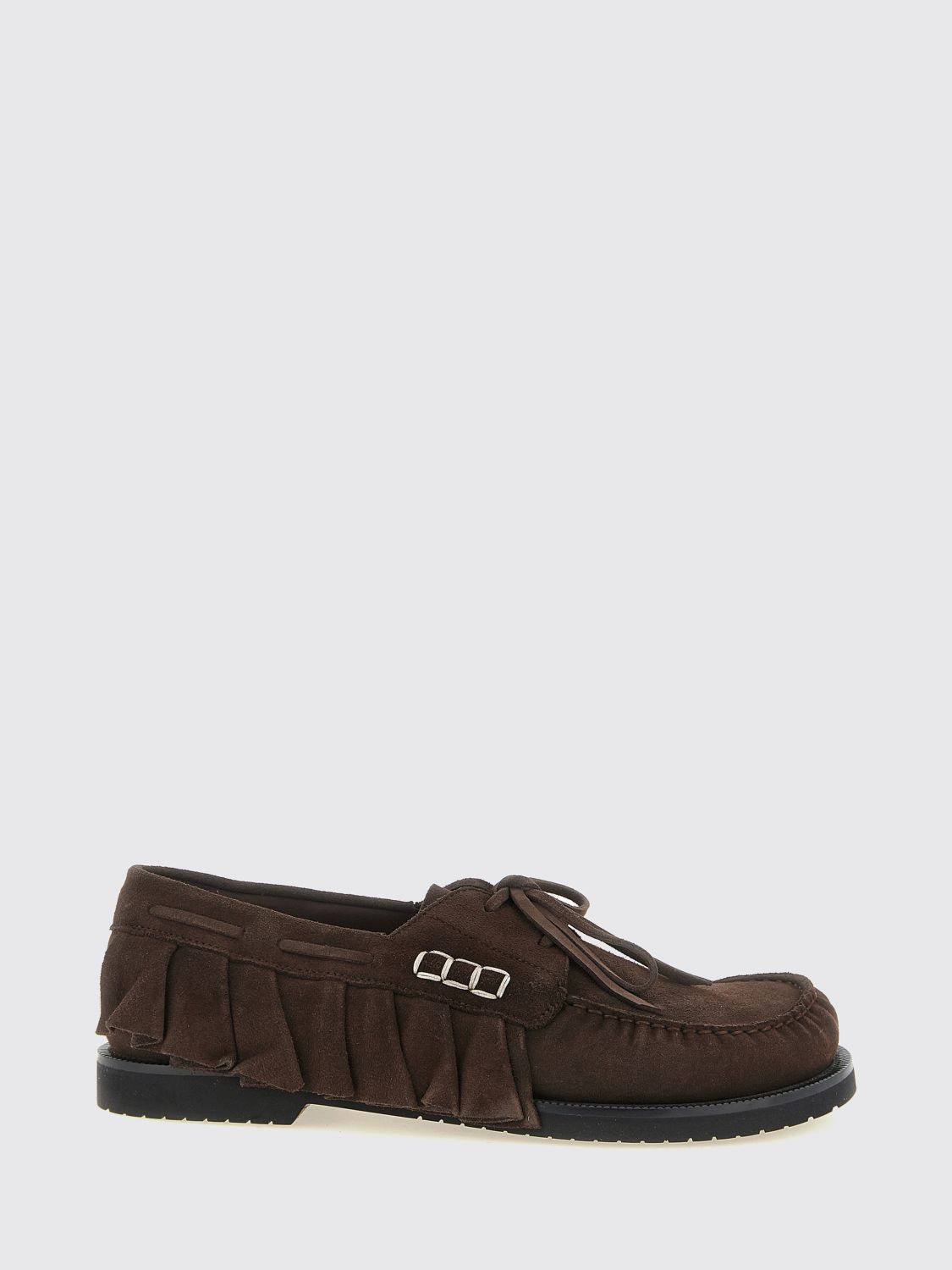 JW ANDERSON Suede Boat Shoes with Ruffles and a Round Toe