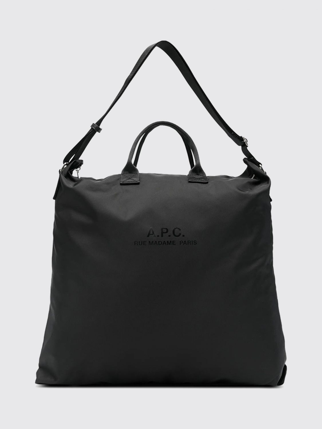 A. P.C. Backstage Nylon Tote Bag with Double Handle and Shoulder Strap A. P.C. Backstage Nylon Tote Bag with Double Handle and Shoulder Strap