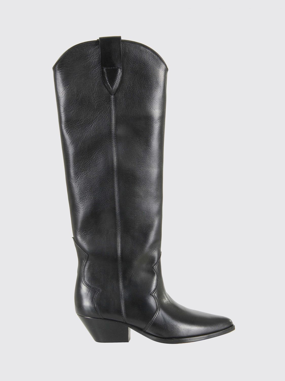 ISABEL MARANT Knee-High Smooth Calfskin Leather Western Boots