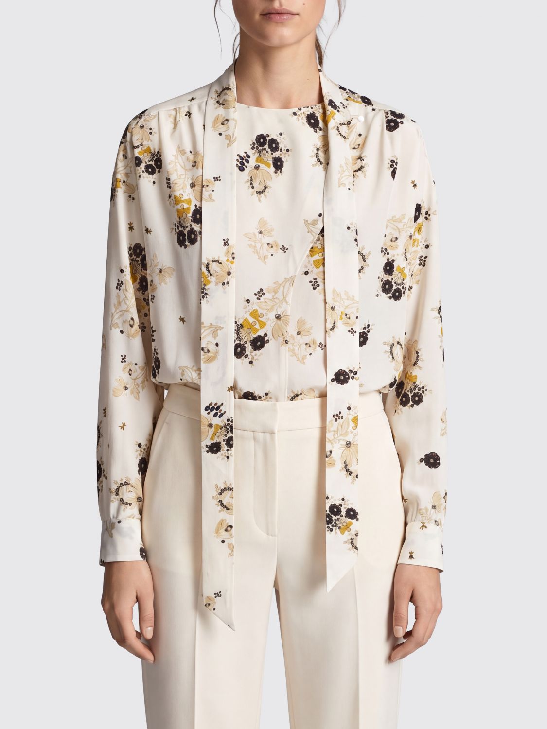 ISABEL MARANT Floral Silk Shirt with Pussy-Bow Collar