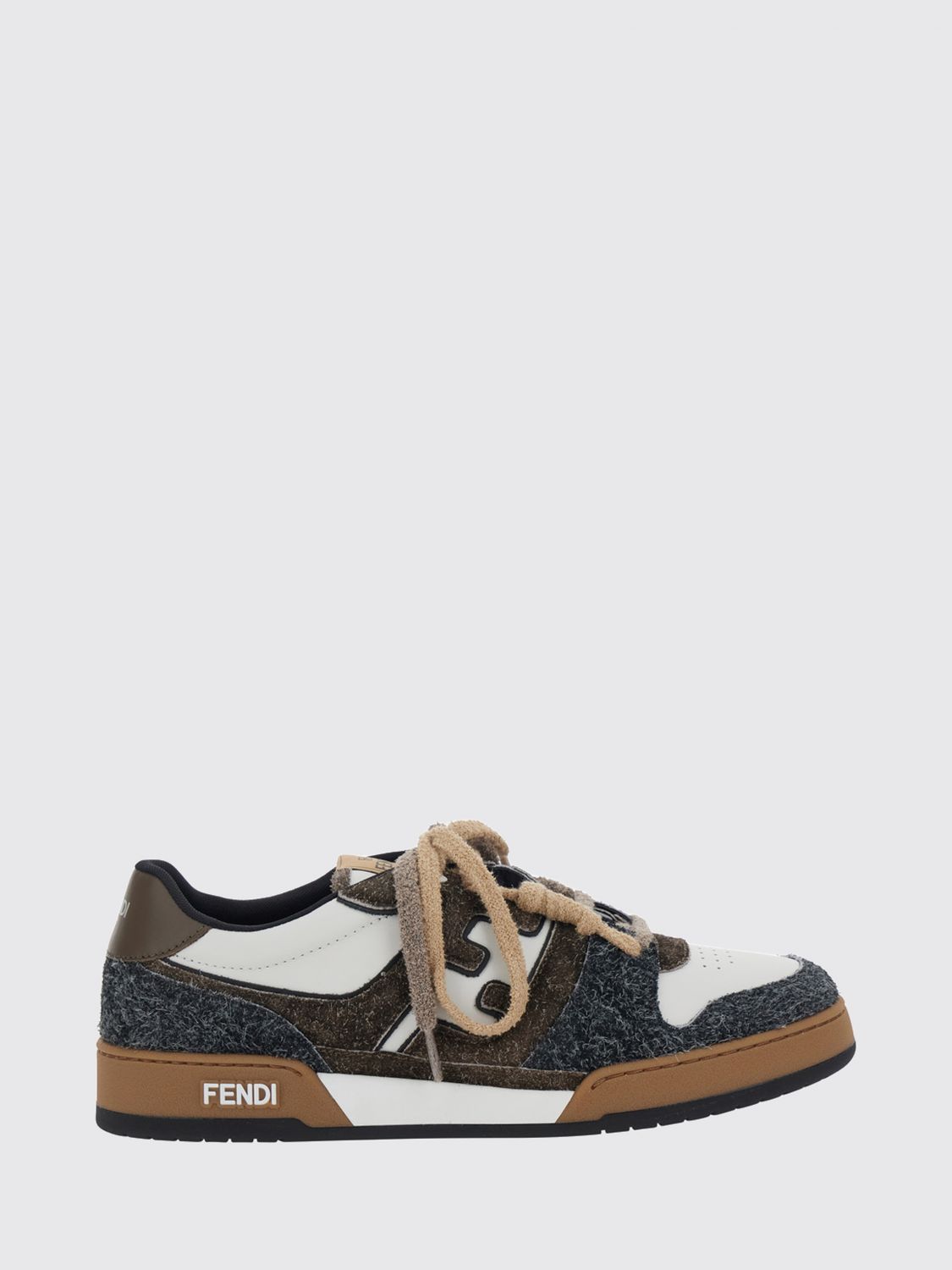 FENDI Match Low-Top-Sneakers aus Veloursleder mit FF-Monogramm und perforierter Spitze