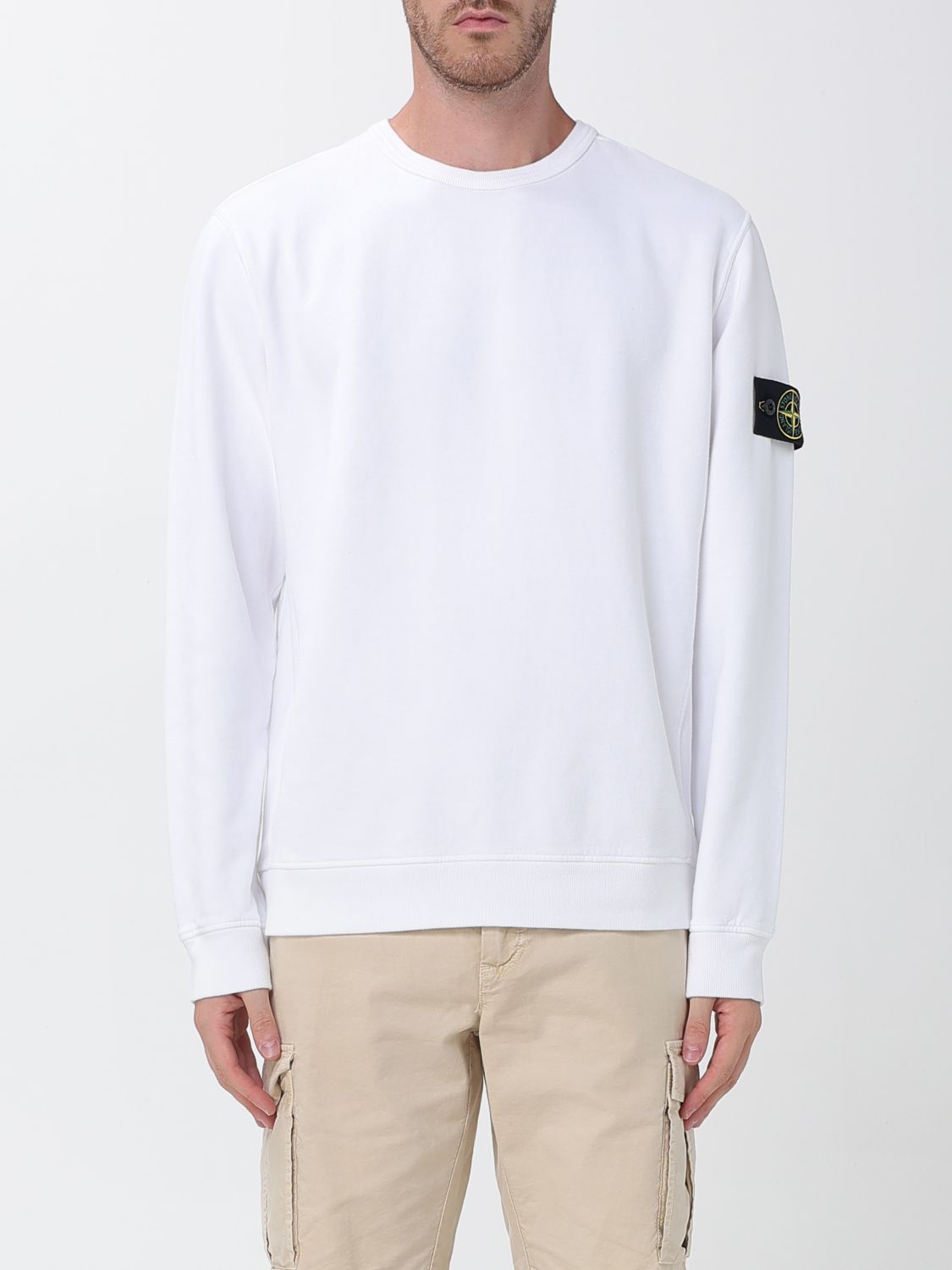 STONE ISLAND Rundhals-Sweatshirt aus Baumwolljersey mit Compass-Logo-Patch