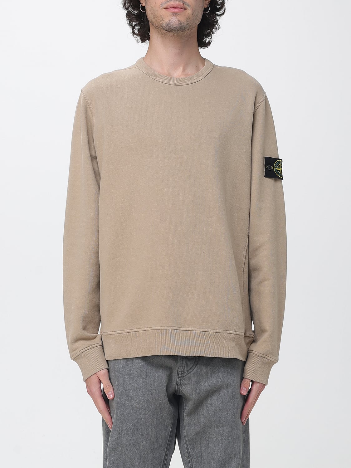STONE ISLAND Crewneck Jumper in Cotton Jersey with Compass Logo Patch