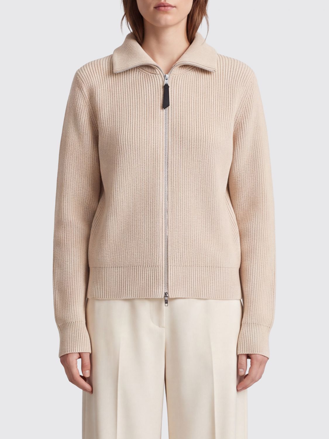 MAISON MARGIELA Zip-Up Turtleneck Cardigan in Wool and Cotton Knit