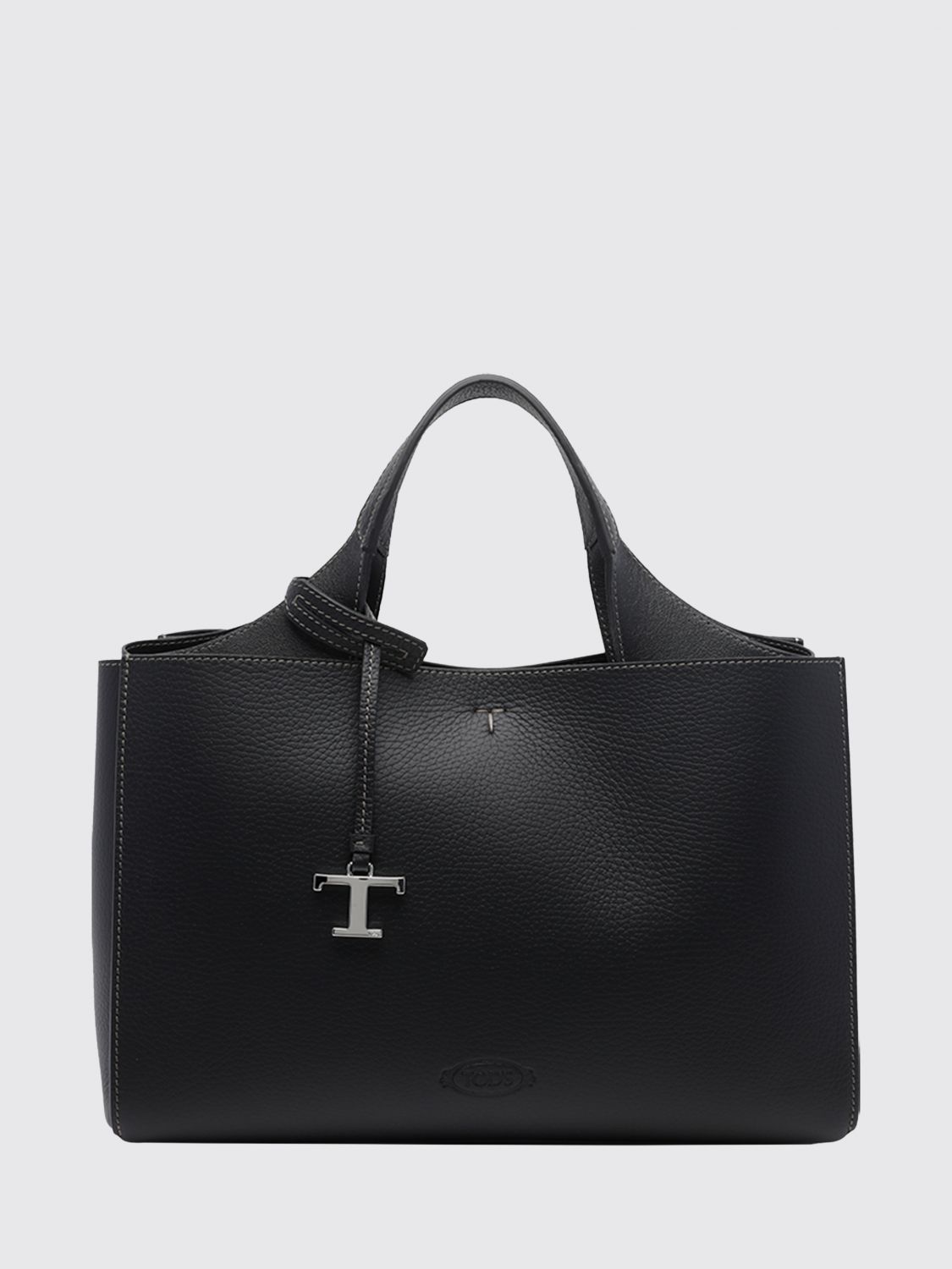 TOD'S Hammered Leather Tote Bag with Double Handle and Shoulder Strap