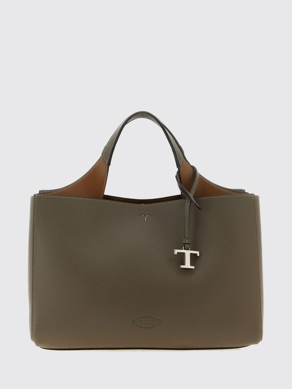 TOD'S Hammered Leather Tote Bag with Double Handle and Shoulder Strap